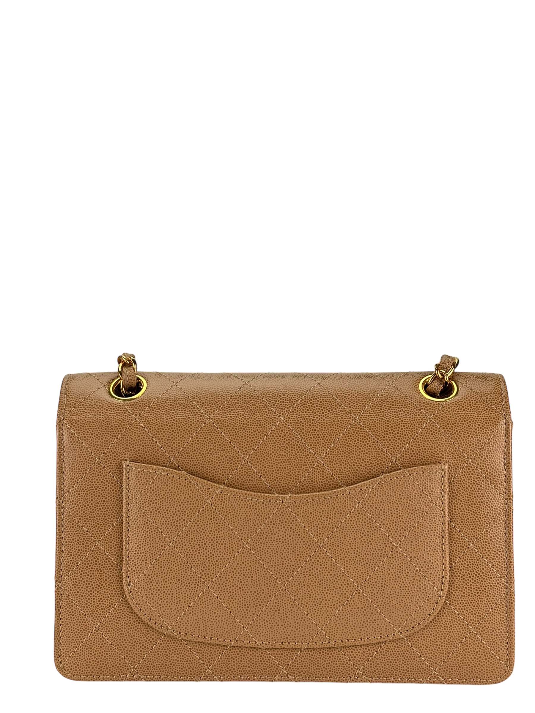 CHANEL - Beige Caviar Classic Single Flap Shoulder Bag