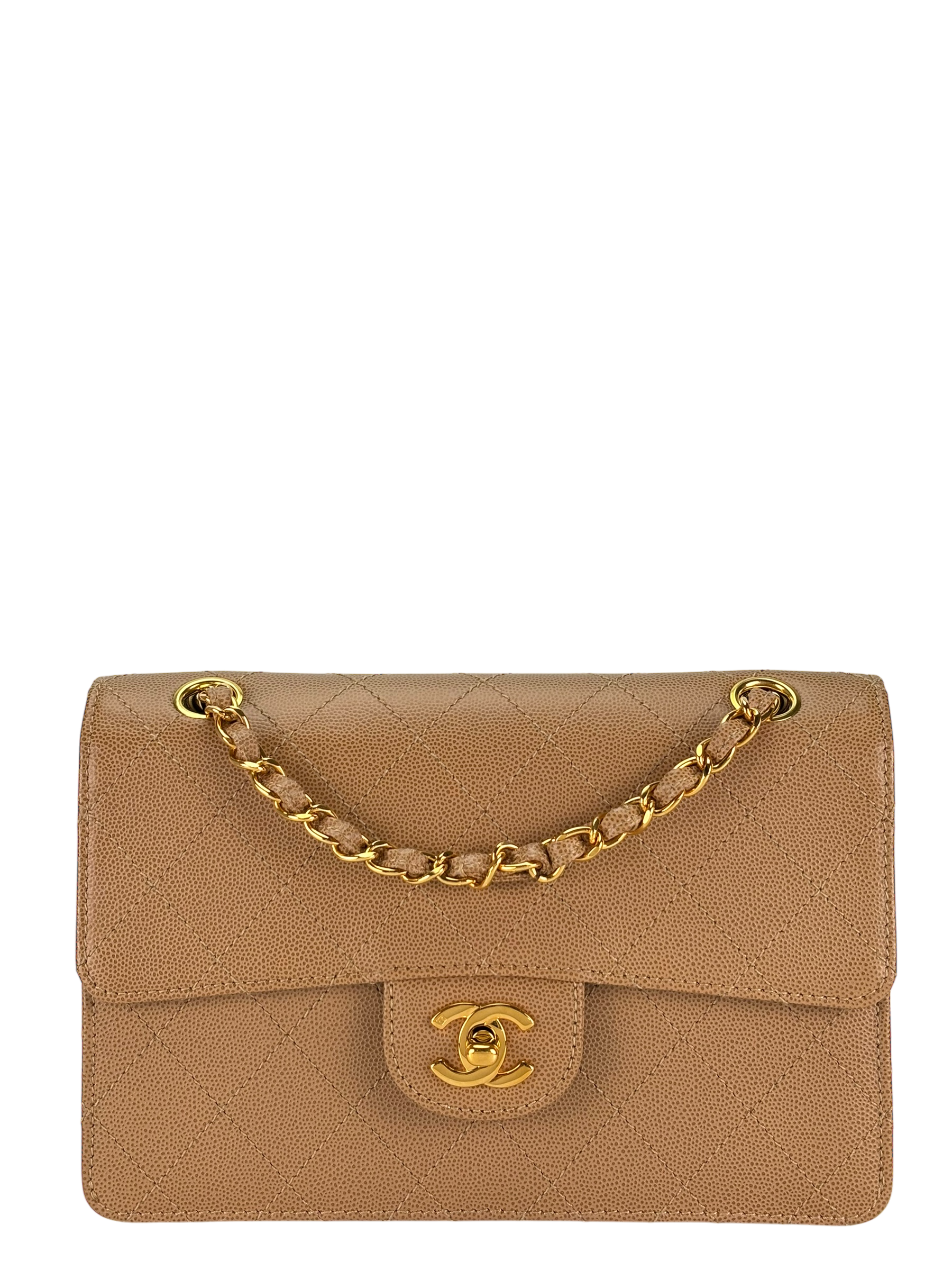 CHANEL - Beige Caviar Classic Single Flap Shoulder Bag