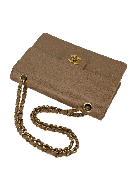 CHANEL - Beige Caviar Classic Single Flap Shoulder Bag