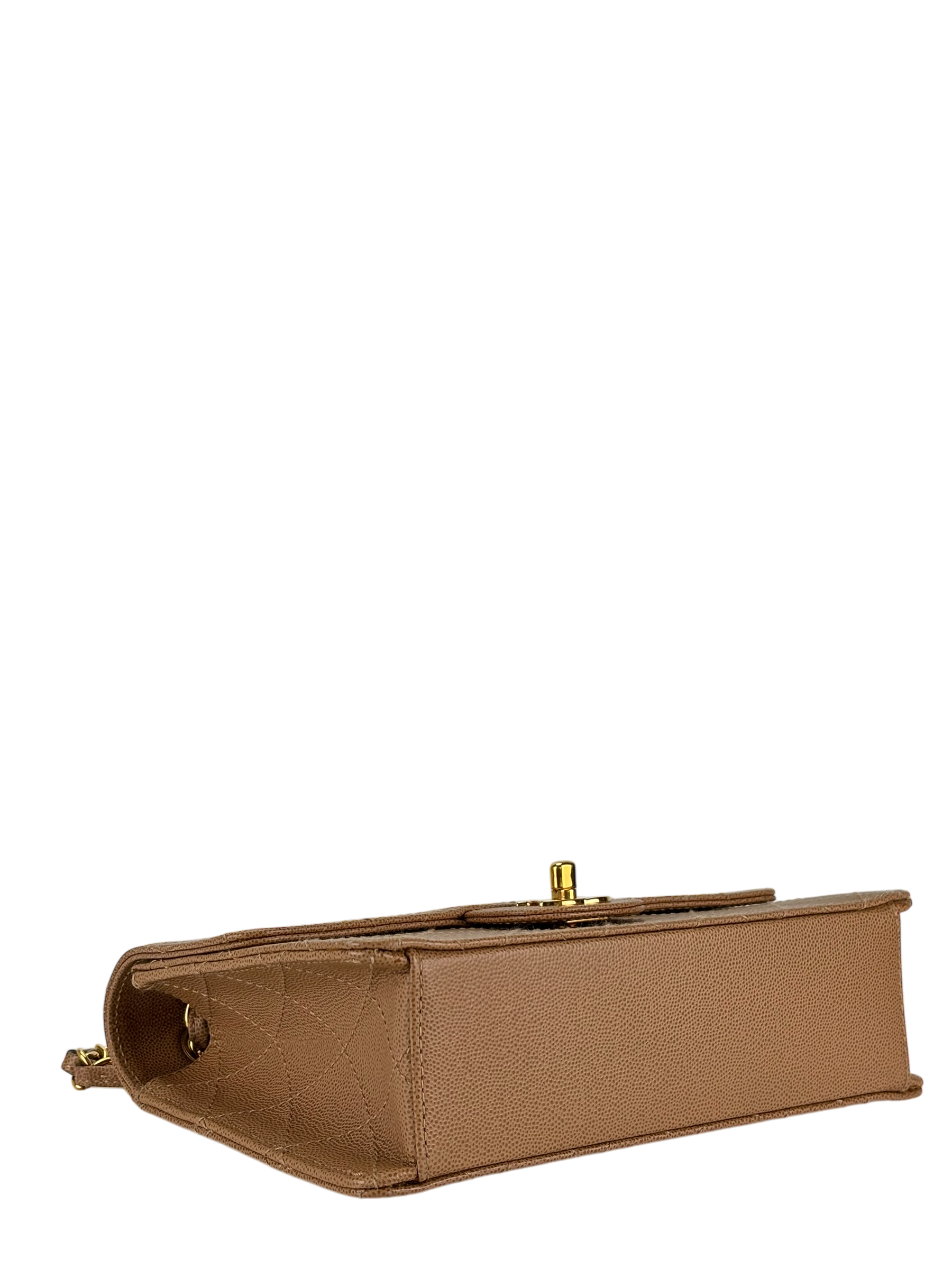 CHANEL - Beige Caviar Classic Single Flap Shoulder Bag