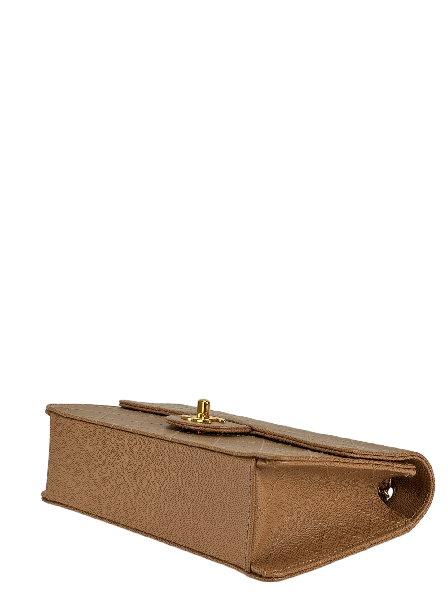 CHANEL - Beige Caviar Classic Single Flap Shoulder Bag