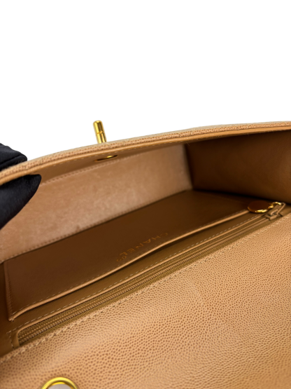 CHANEL - Beige Caviar Classic Single Flap Shoulder Bag