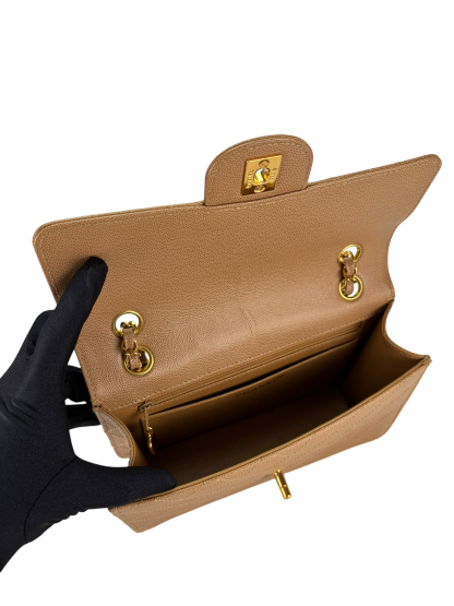 CHANEL - Beige Caviar Classic Single Flap Shoulder Bag