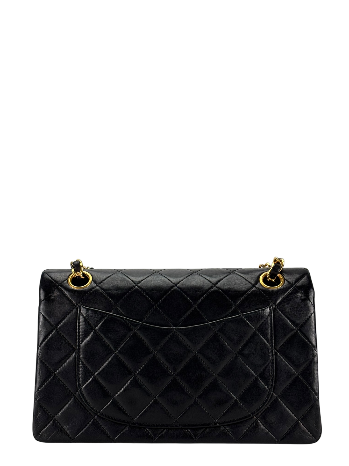 CHANEL - Small Classic Double Flap Bag Black Lambskin Gold Hardware (CF23)