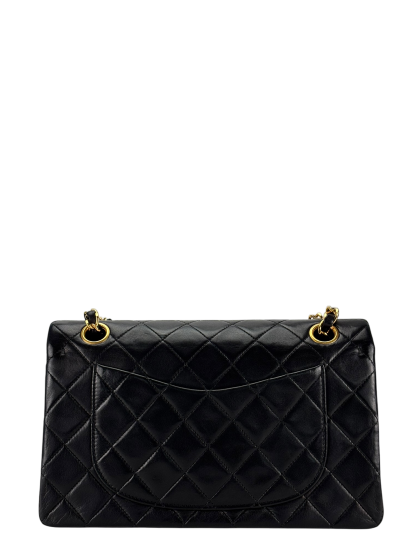 CHANEL - Small Classic Double Flap Bag Black Lambskin Gold Hardware (CF23)