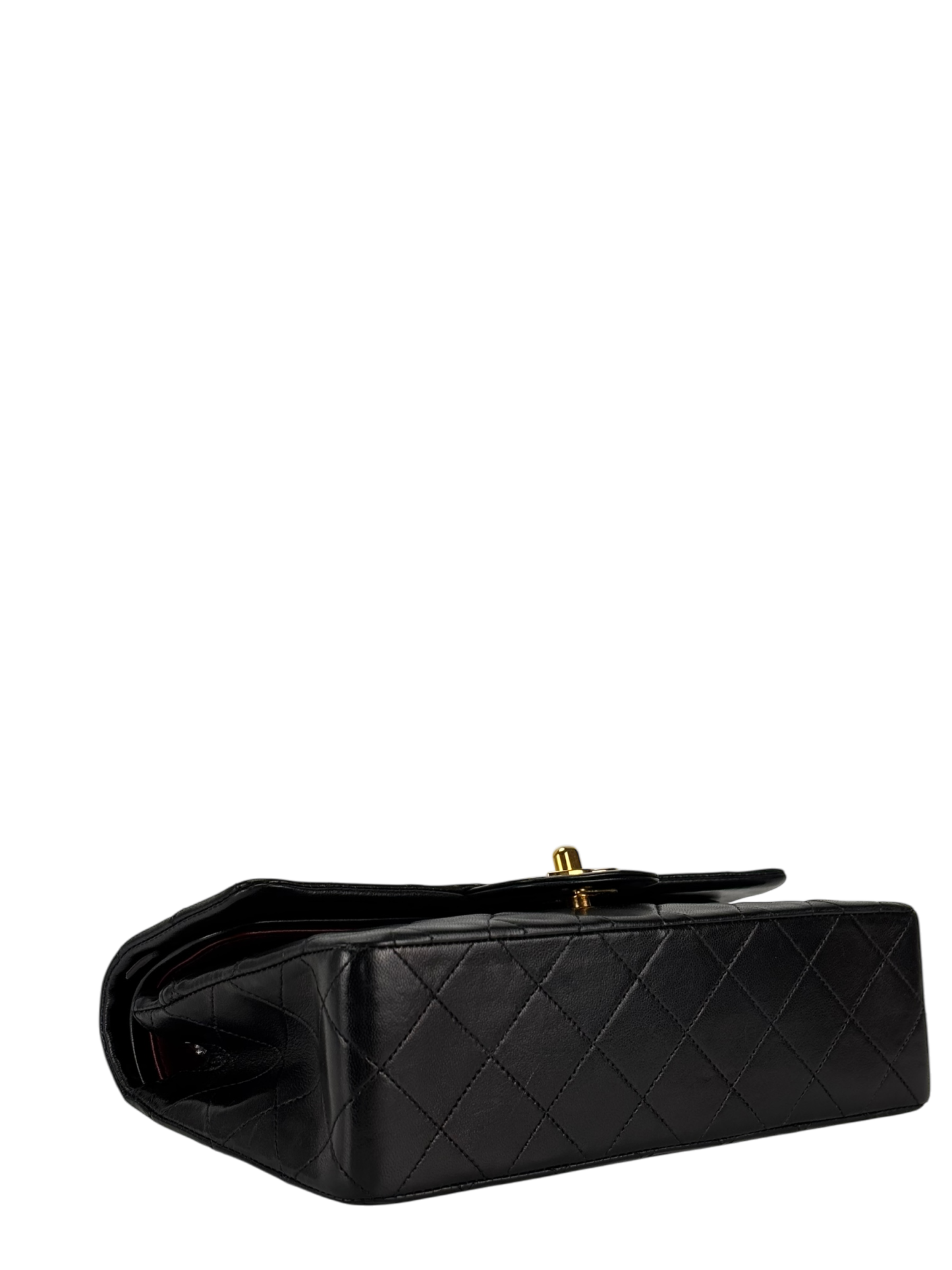 CHANEL - Small Classic Double Flap Bag Black Lambskin Gold Hardware (CF23)