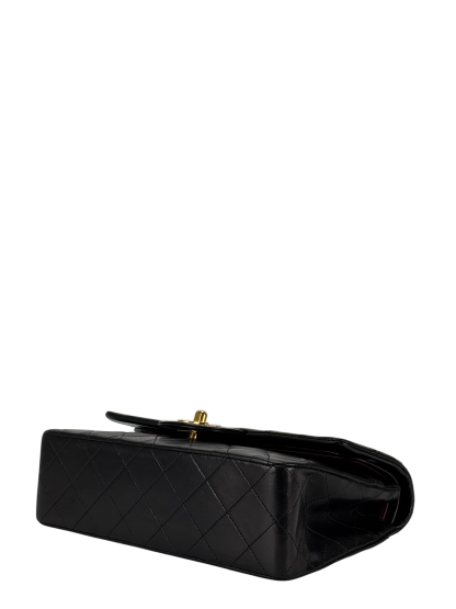 CHANEL - Small Classic Double Flap Bag Black Lambskin Gold Hardware (CF23)
