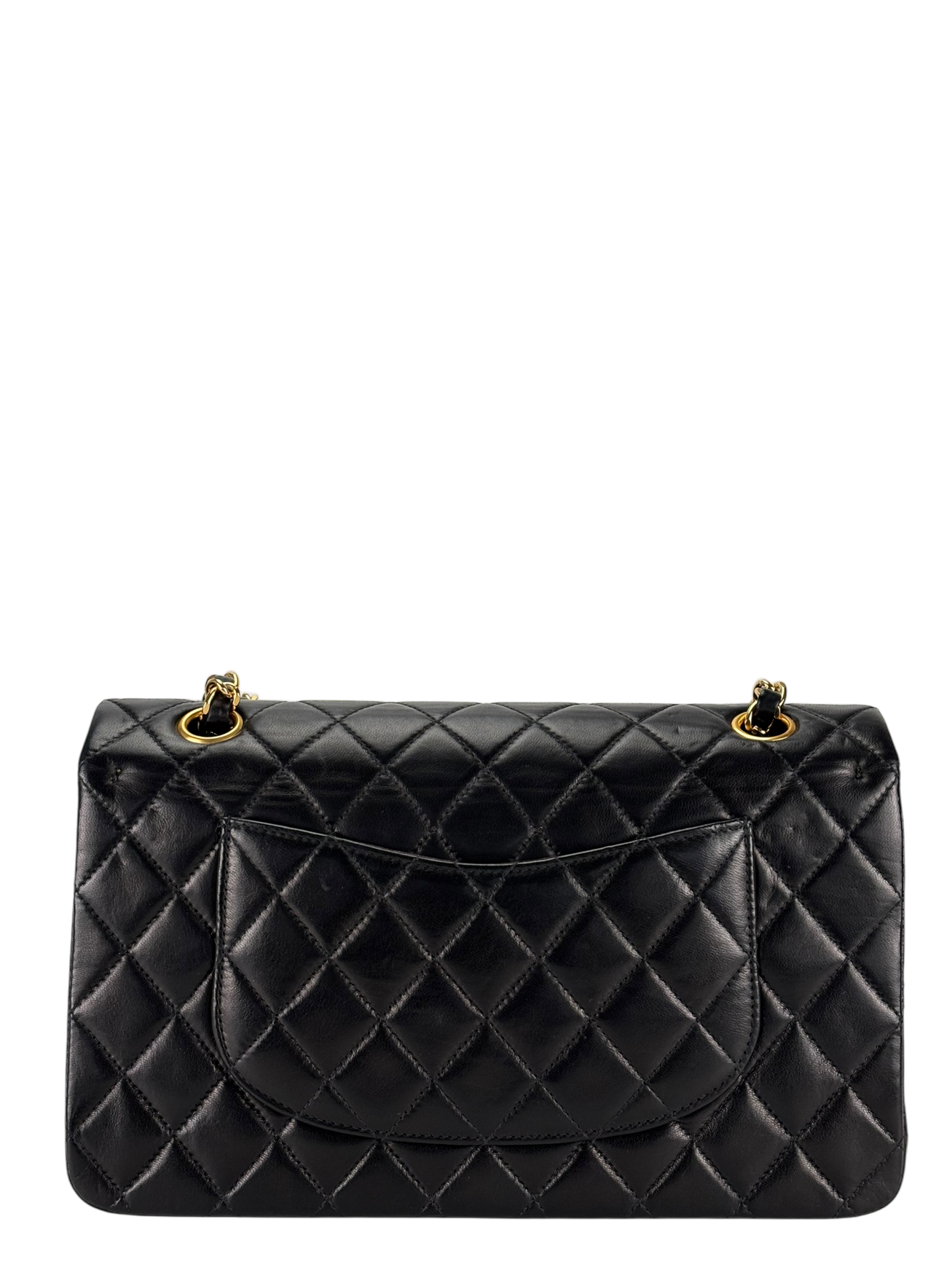 CHANEL - Medium Classic Double Flap Bag Matelasse Black Lambskin Gold Hardware (CF25)