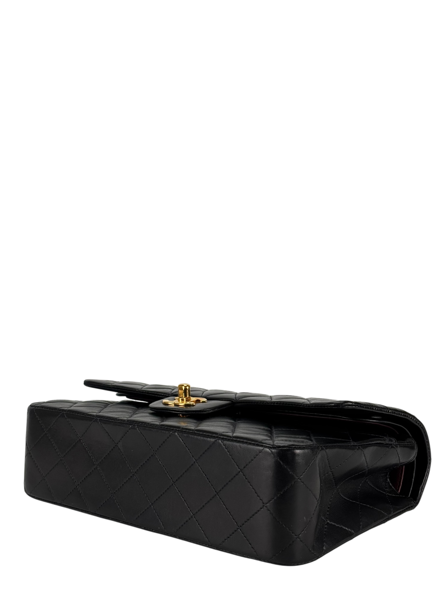 CHANEL - Medium Classic Double Flap Bag Matelasse Black Lambskin Gold Hardware (CF25)