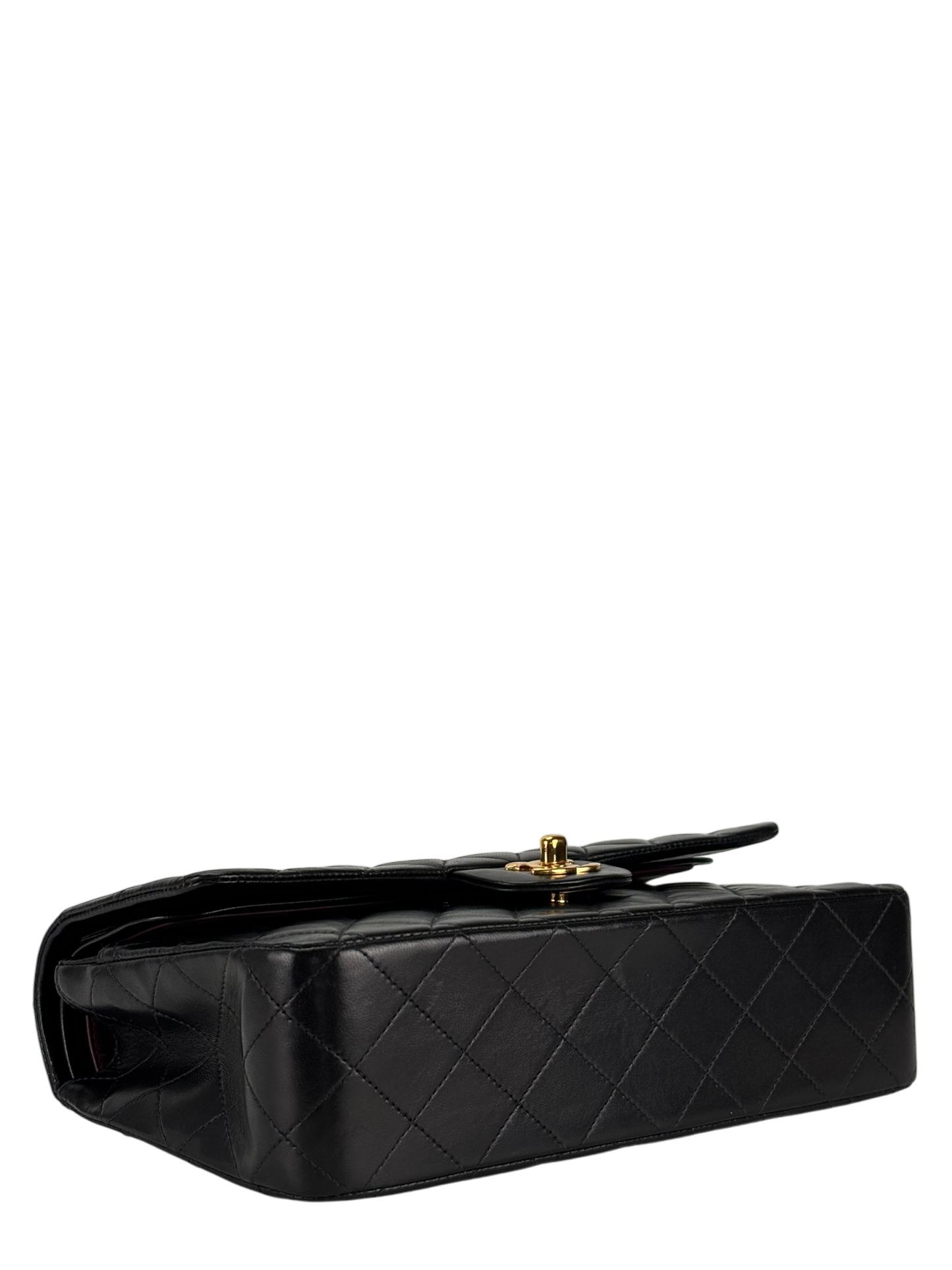 CHANEL - Medium Classic Double Flap Bag Matelasse Black Lambskin Gold Hardware (CF25)