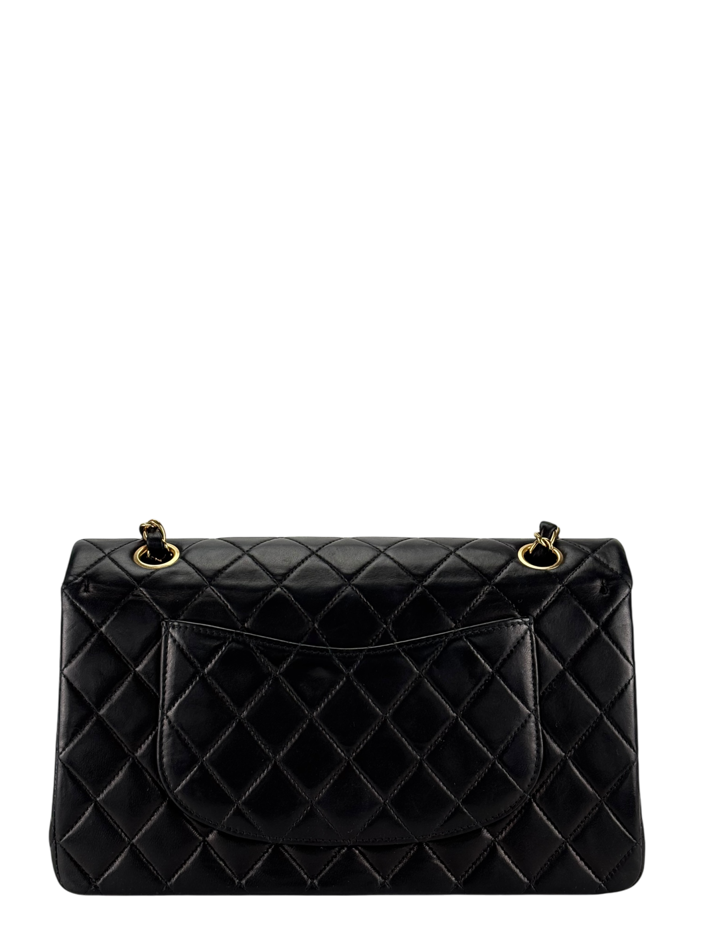 CHANEL - Medium Classic Double Flap Bag Matelasse Black Lambskin Gold Hardware (CF25)