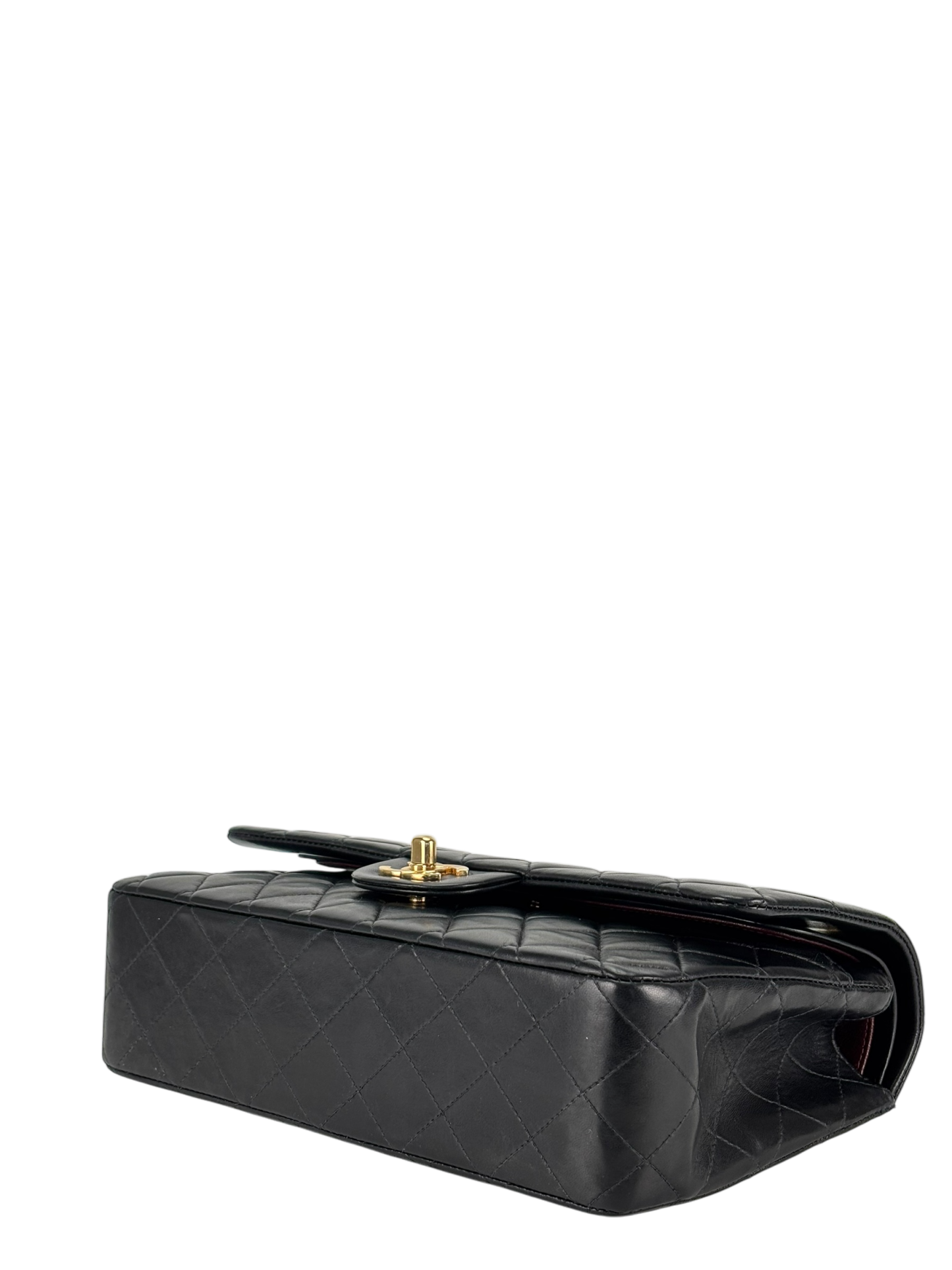 CHANEL - Medium Classic Double Flap Bag Matelasse Black Lambskin Gold Hardware (CF25)