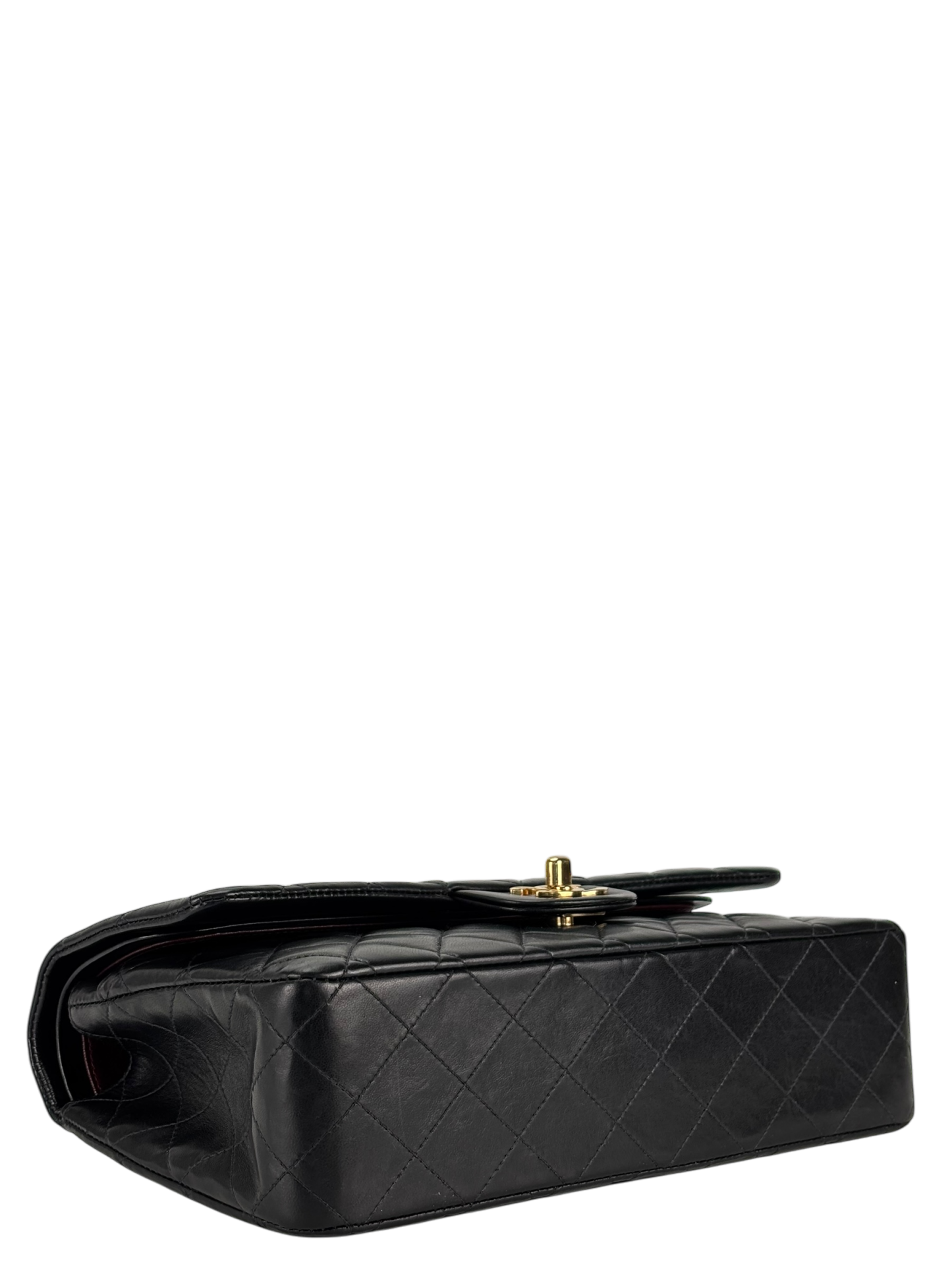 CHANEL - Medium Classic Double Flap Bag Matelasse Black Lambskin Gold Hardware (CF25)