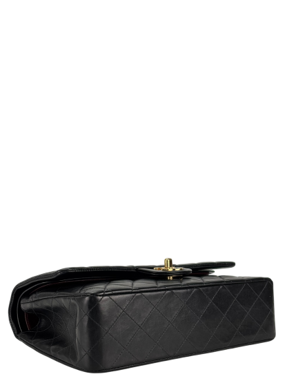 CHANEL - Medium Classic Double Flap Bag Matelasse Black Lambskin Gold Hardware (CF25)  