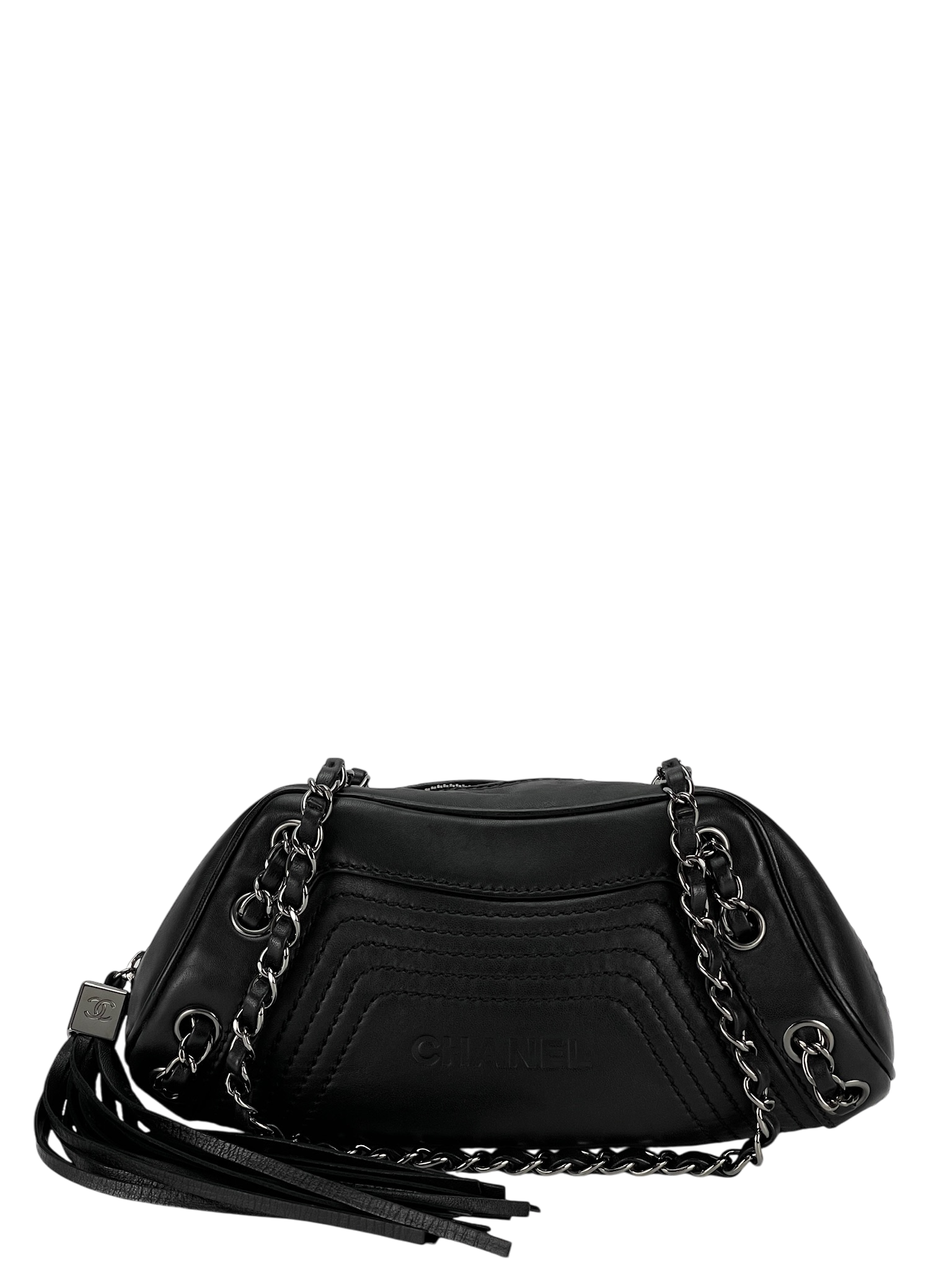 CHANEL - Black Lambskin Small Tassel Shoulder Bag