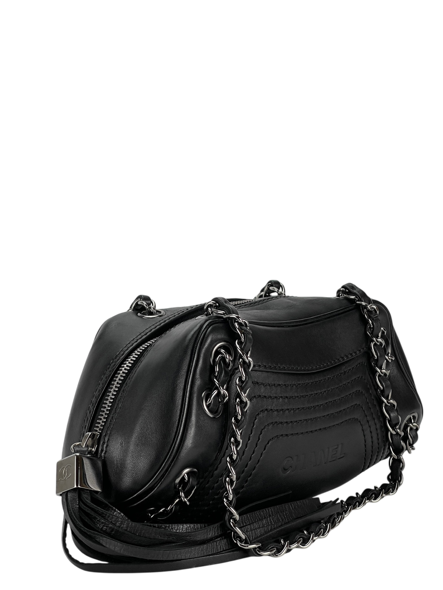 CHANEL - Black Lambskin Small Tassel Shoulder Bag