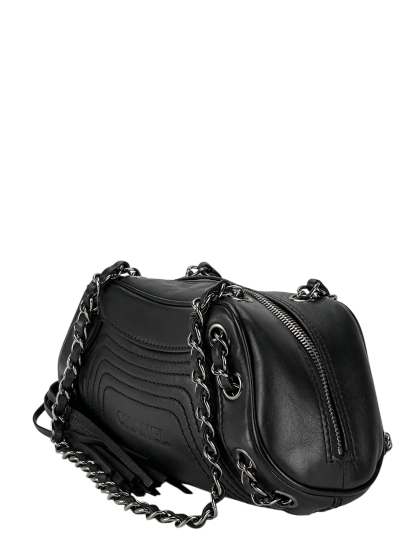 CHANEL - Black Lambskin Small Tassel Shoulder Bag