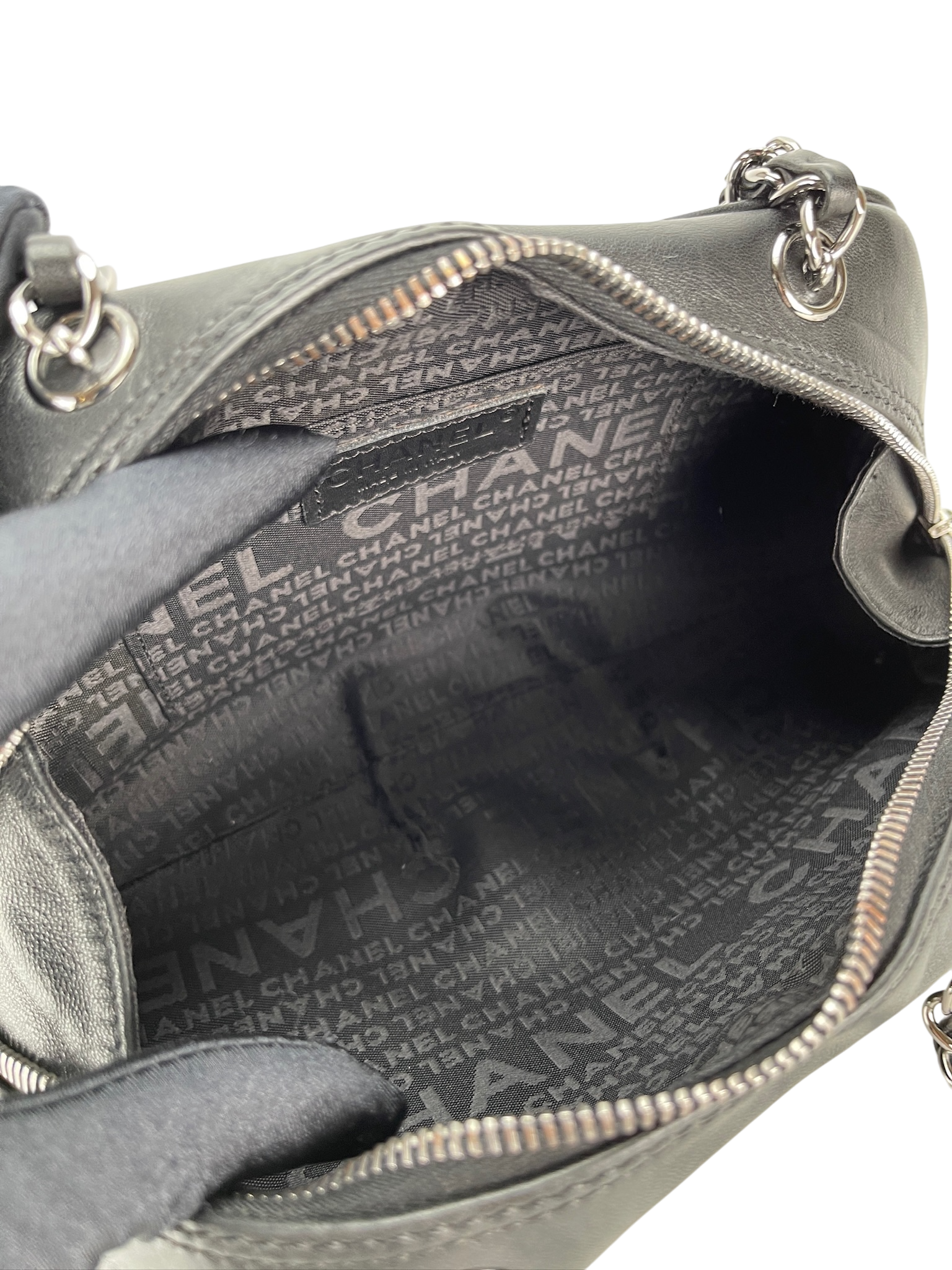 CHANEL - Black Lambskin Small Tassel Shoulder Bag