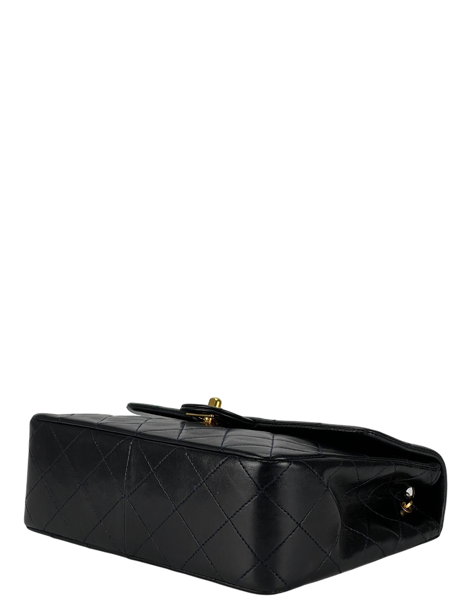 CHANEL - Mini Matlasse 20 Lambskin Single Flap Single Chain Bag Navy Gold Hardware