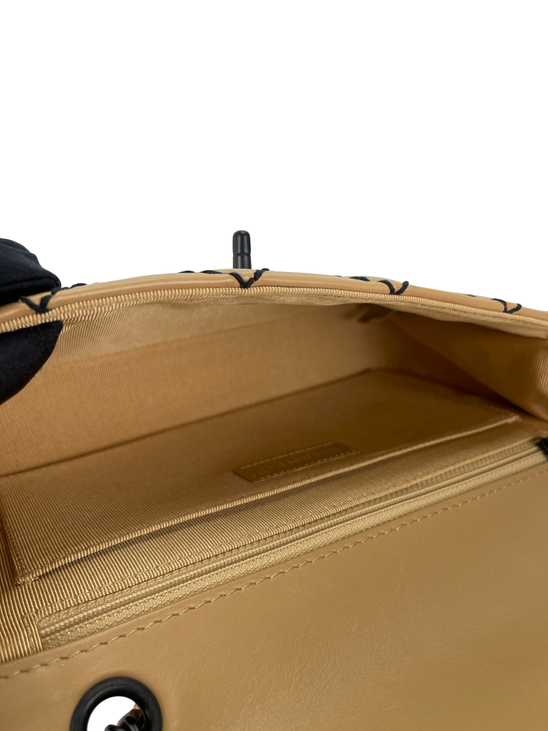 CHANEL - Beige Quilted Leather Wild Stitch Surpique Flap Bag