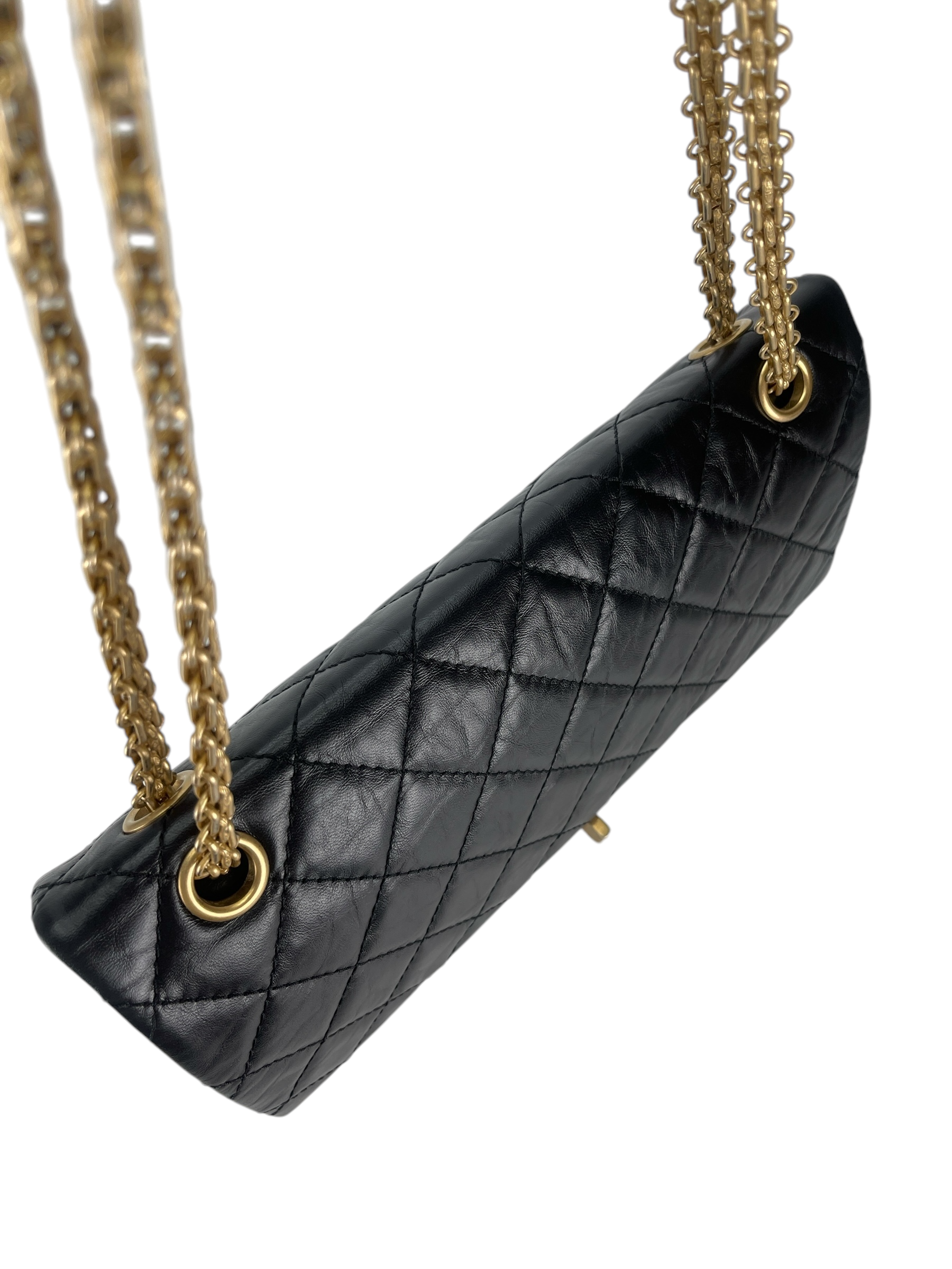 CHANEL - 2.55 Reissue 225 Flap Black Calfskin Gold Hardware