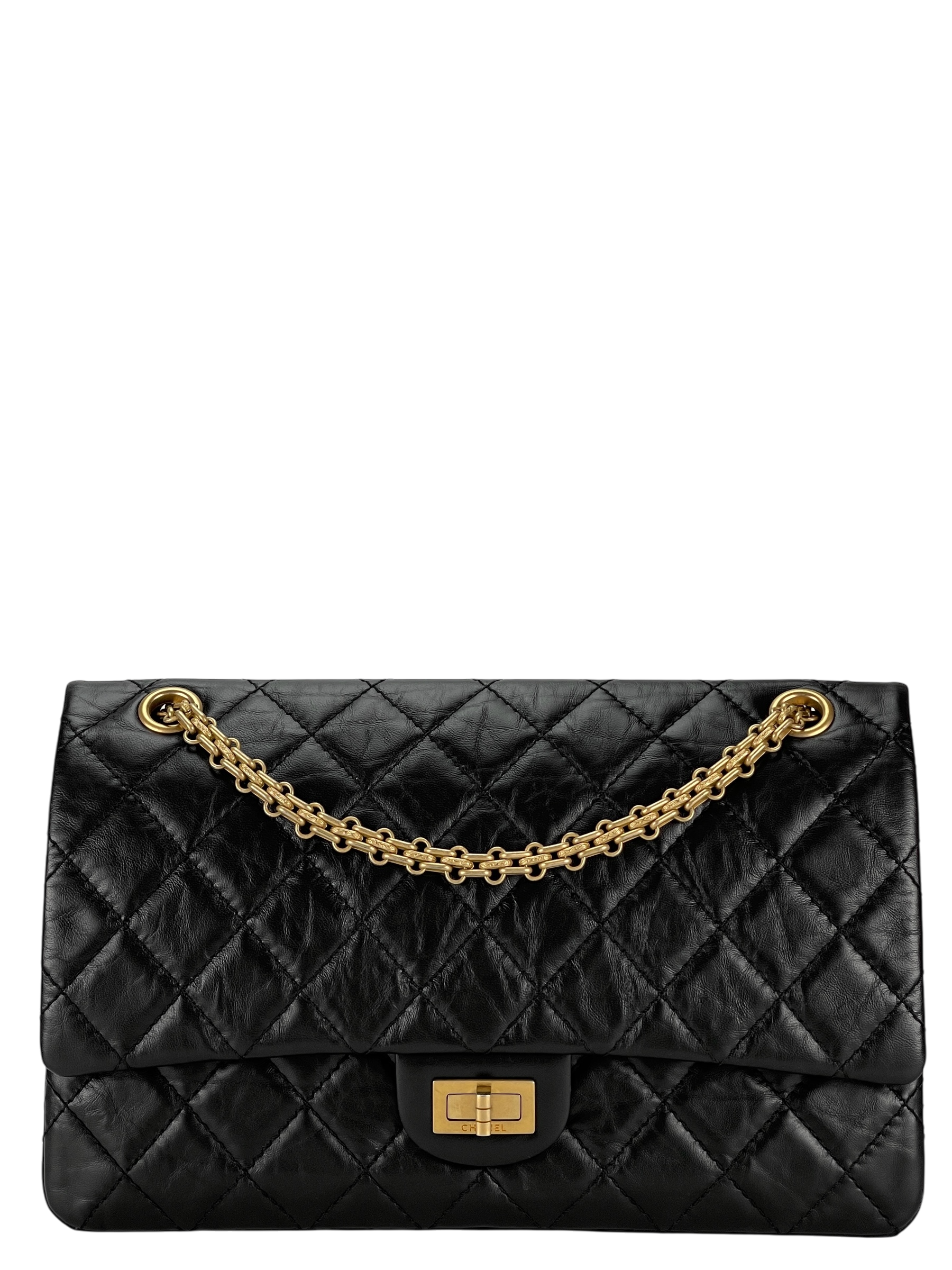 CHANEL - 2.55 Reissue 225 Flap Black Calfskin Gold Hardware