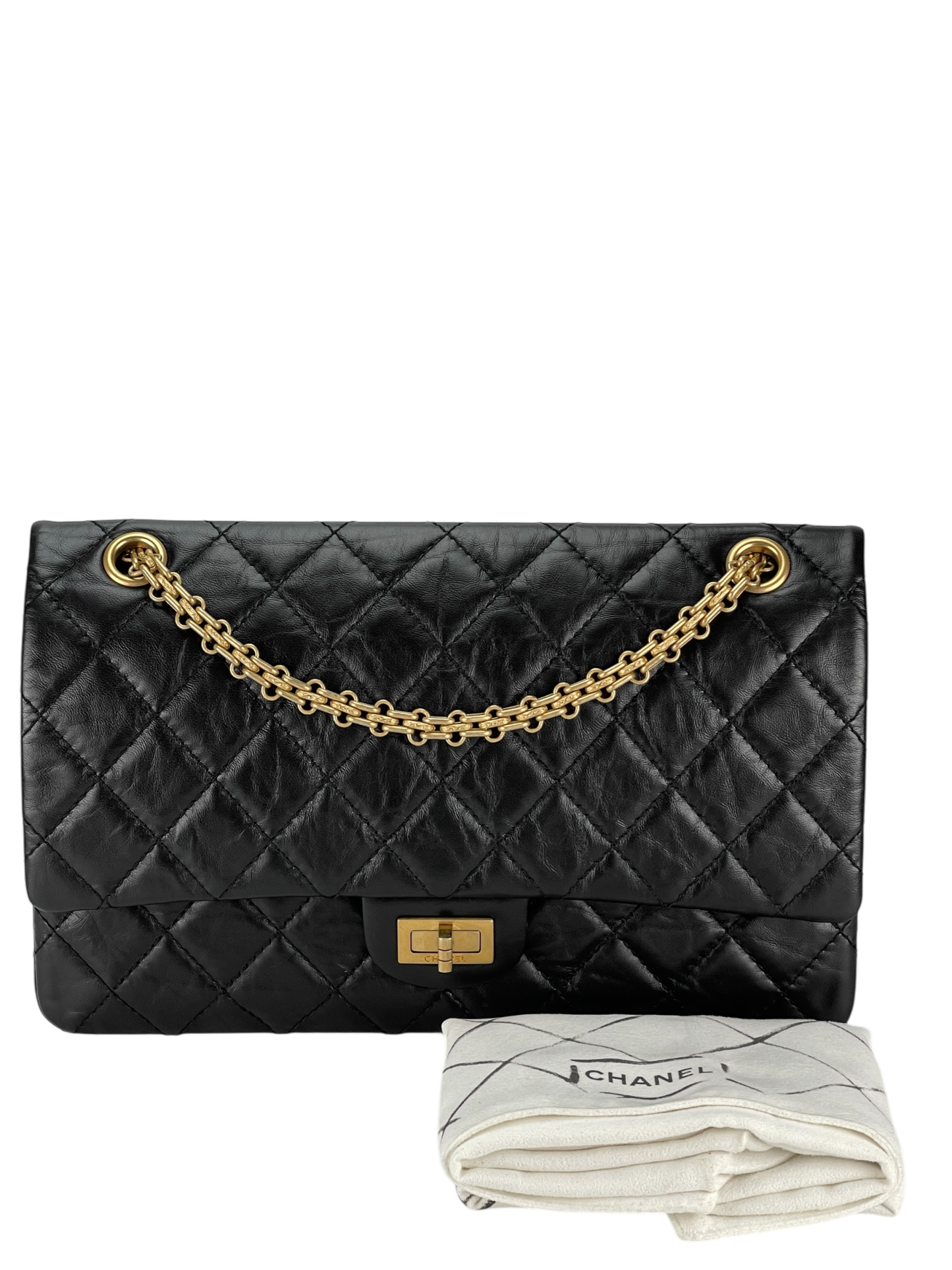 CHANEL - 2.55 Reissue 225 Flap Black Calfskin Gold Hardware