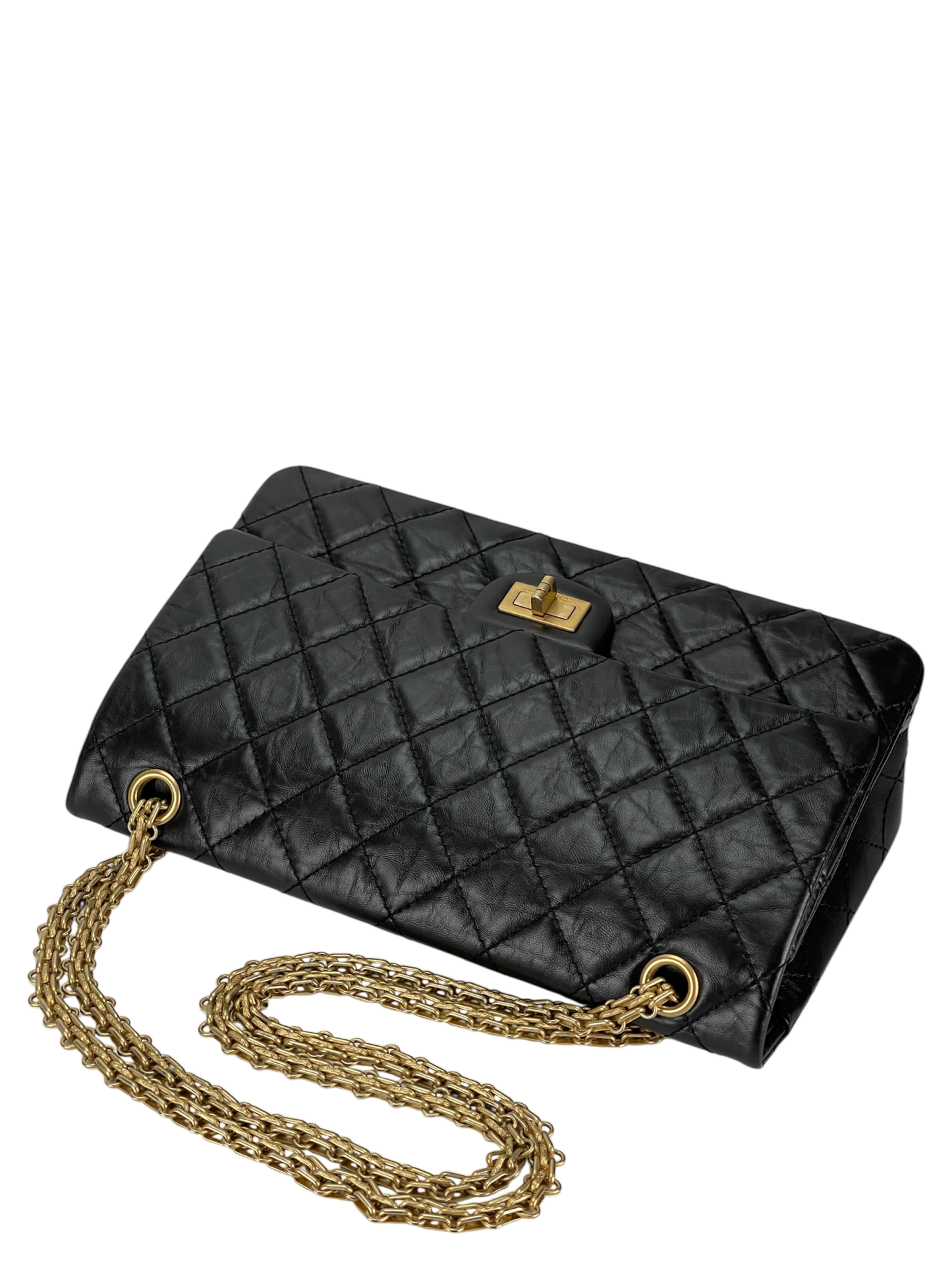 CHANEL - 2.55 Reissue 225 Flap Black Calfskin Gold Hardware