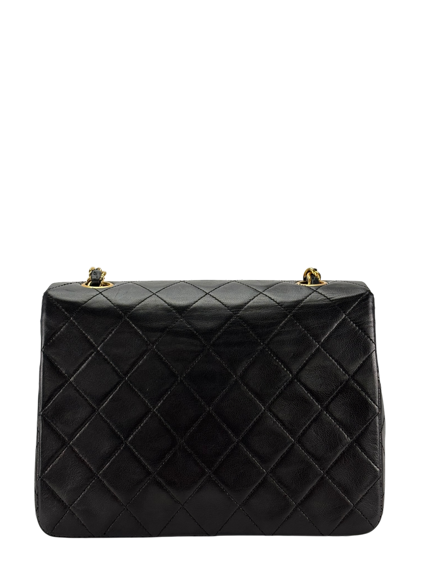 CHANEL - Mini Matlasse 20 Lambskin Single Flap Single Chain Bag Black Gold Hardware