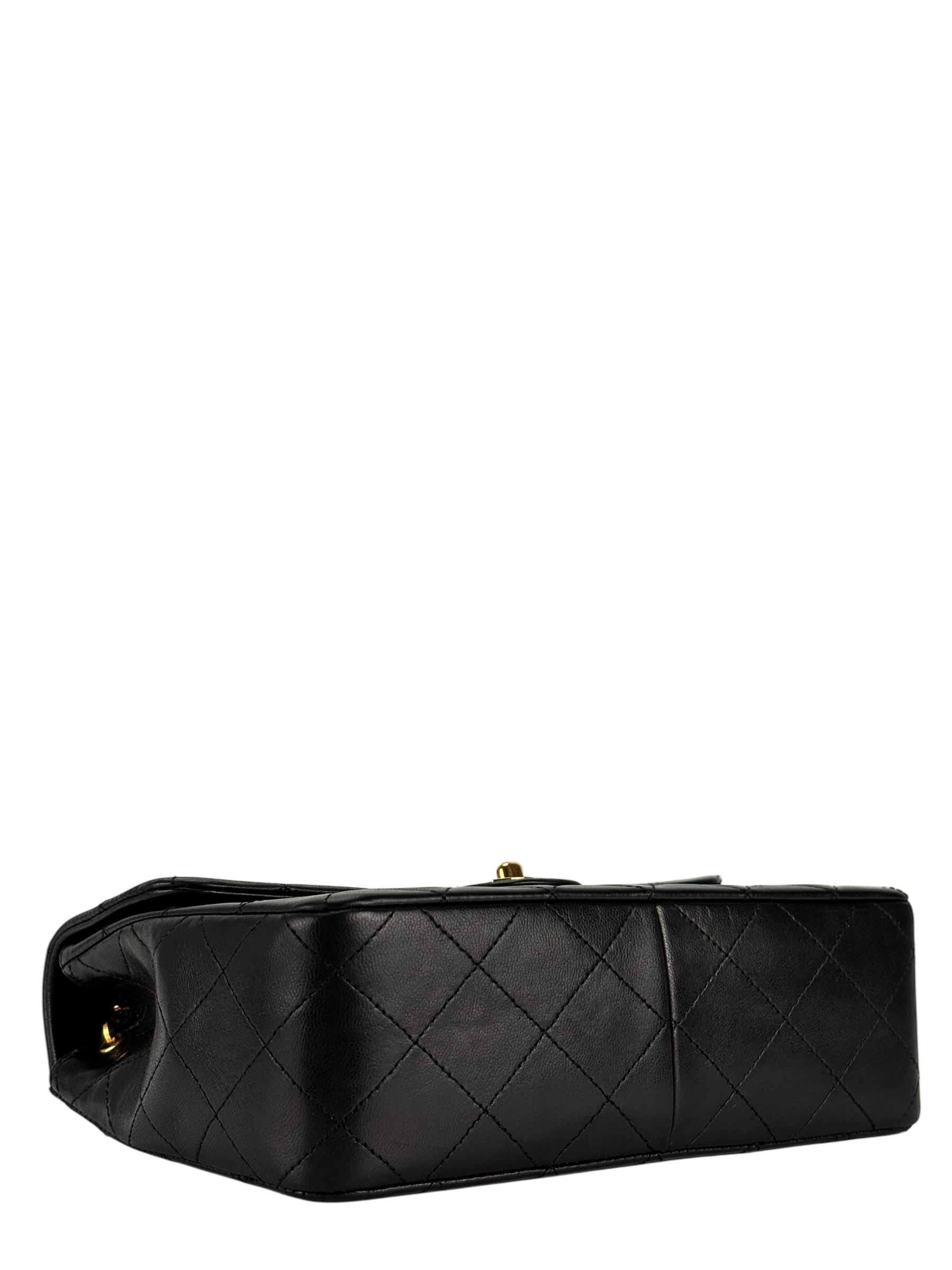 CHANEL - Mini Matlasse 20 Lambskin Single Flap Single Chain Bag Black Gold Hardware