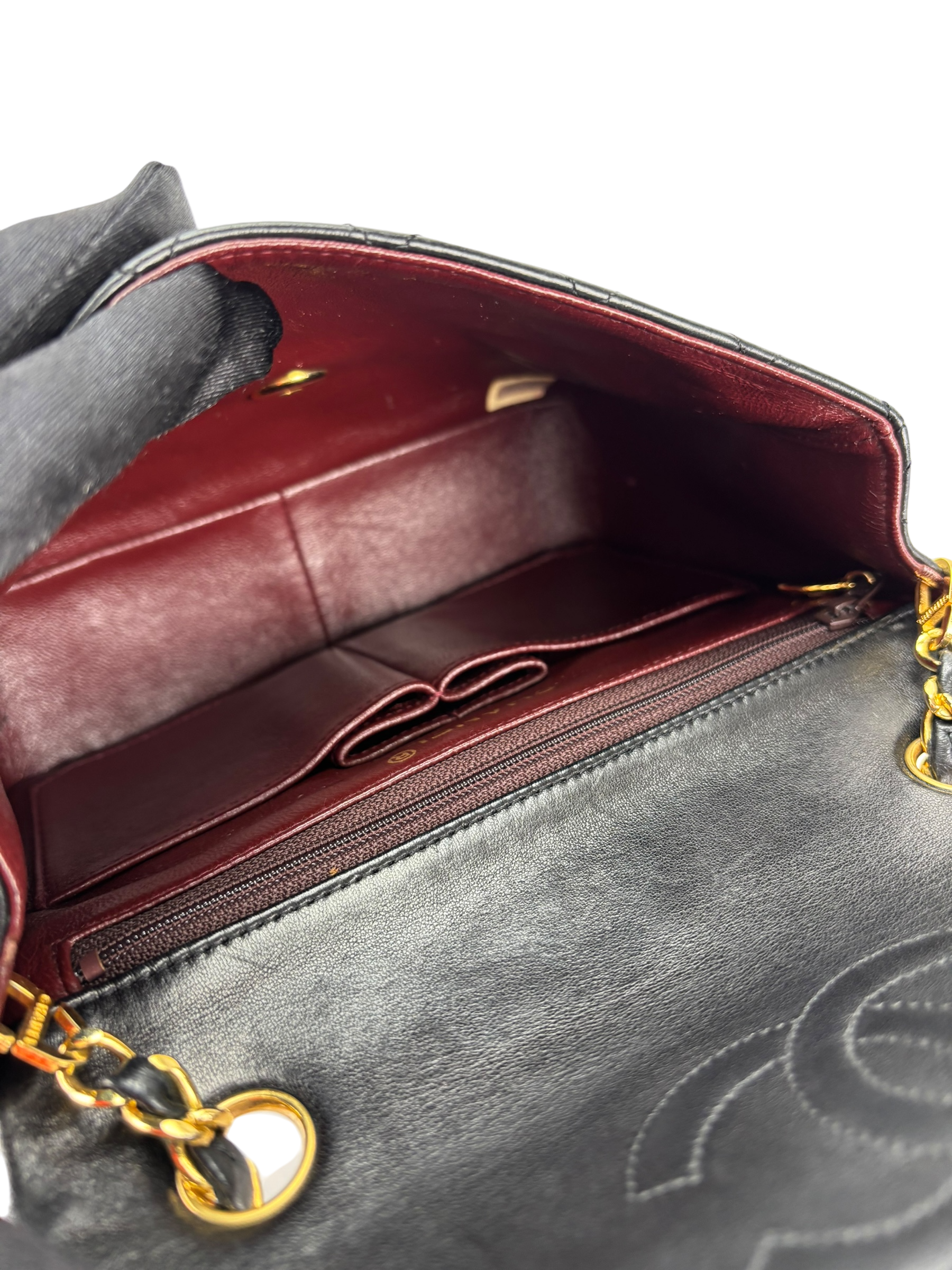 CHANEL - Mini Matlasse 20 Lambskin Single Flap Single Chain Bag Black Gold Hardware