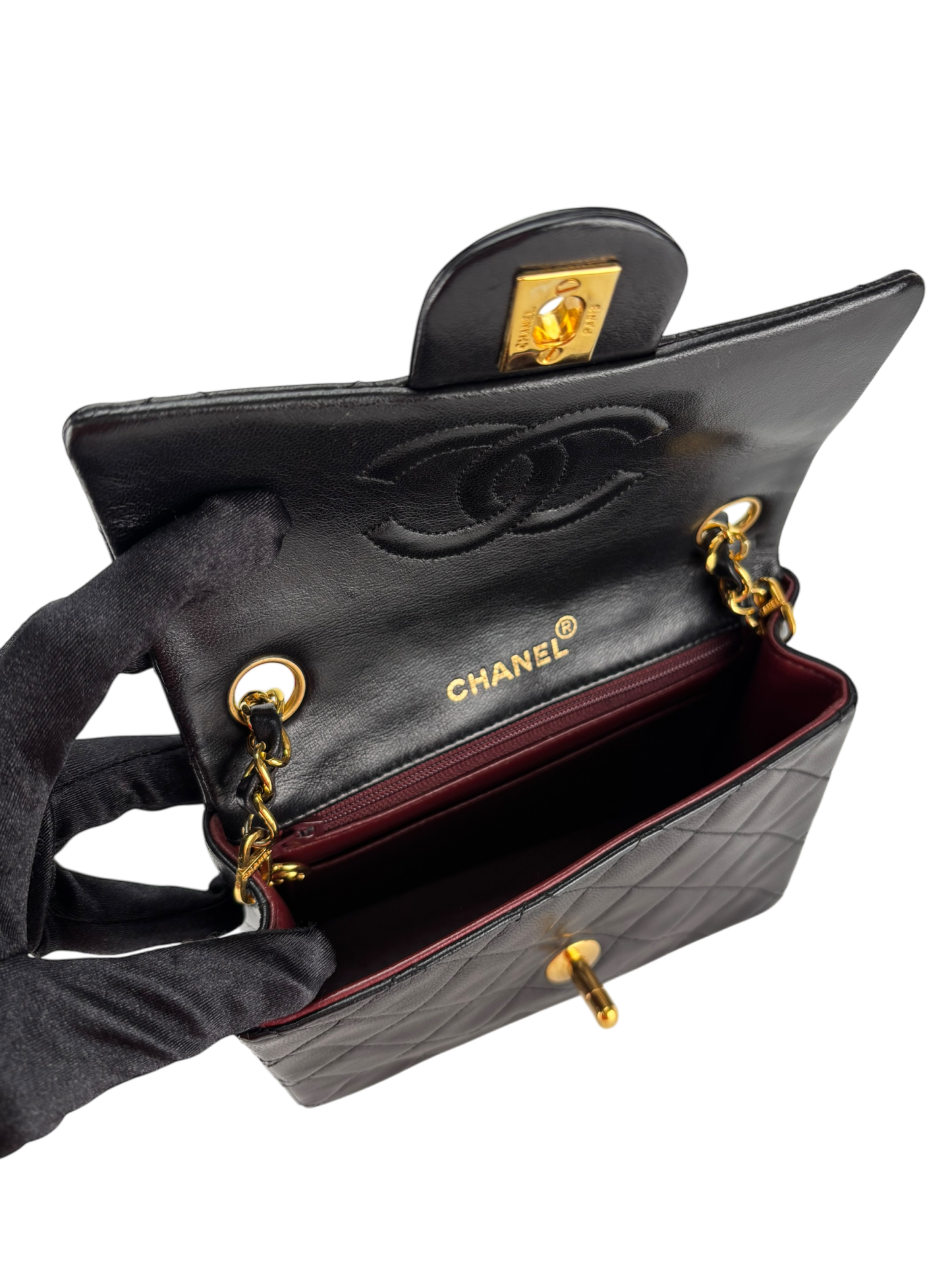 CHANEL - Black Lambskin Square 17 Shoulder Bag