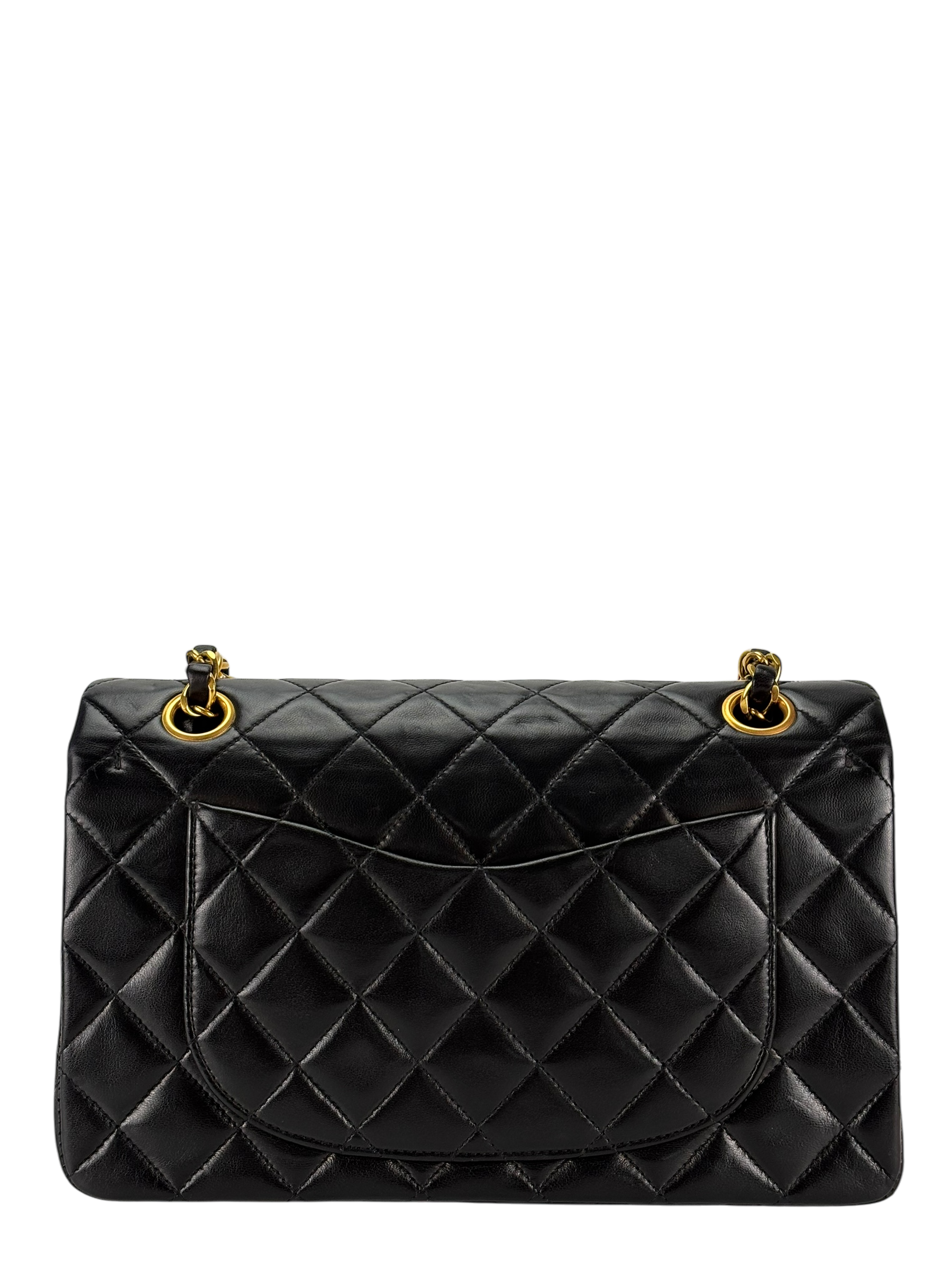 CHANEL - Small Classic Double Black Flap Bag Gold Hardware (CF23)