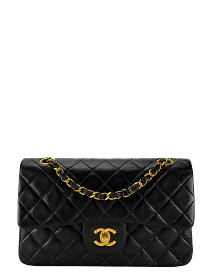 CHANEL - Small Classic Double Black Flap Bag Gold Hardware (CF23)