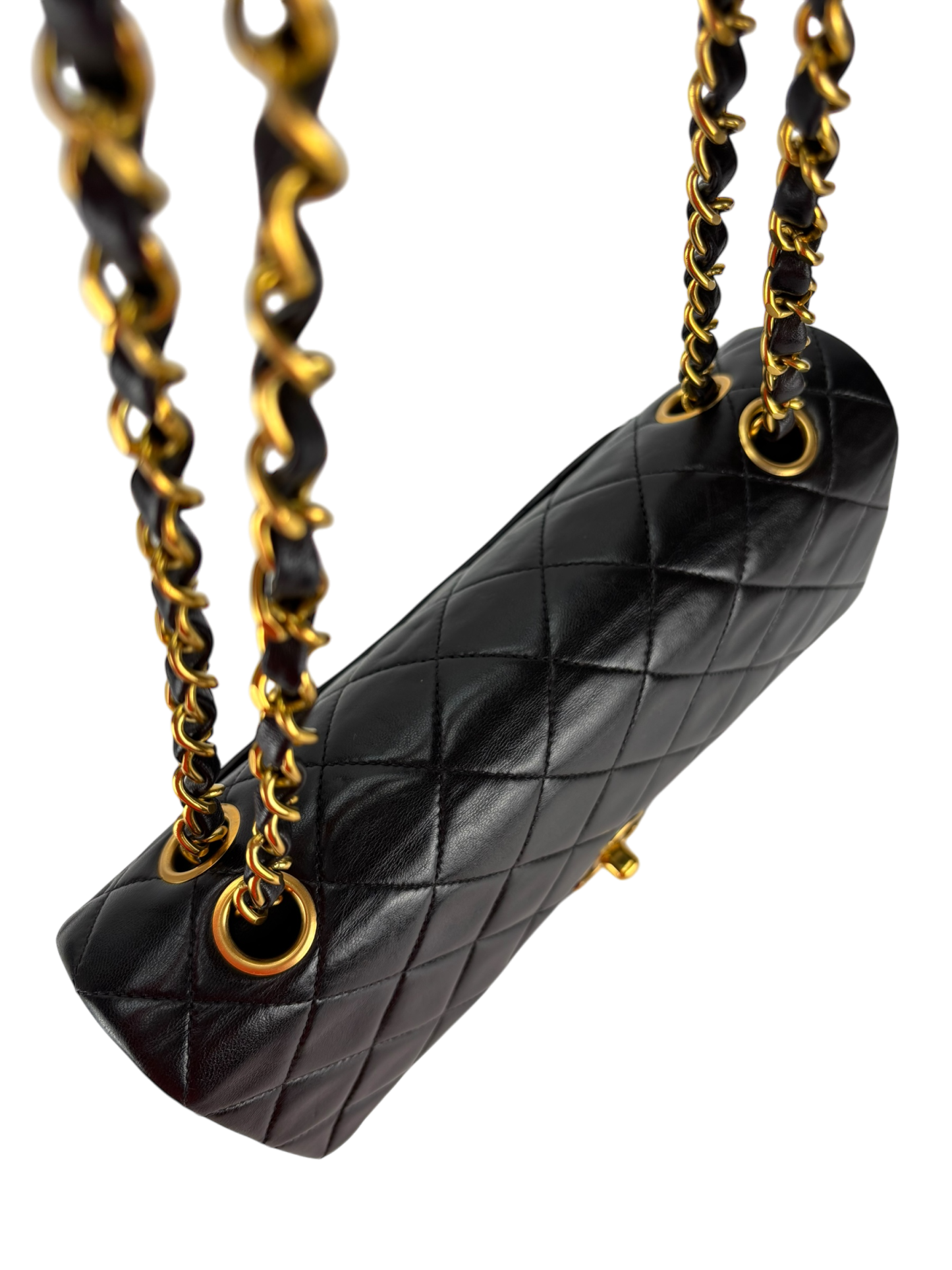 CHANEL - Small Classic Double Black Flap Bag Gold Hardware (CF23)