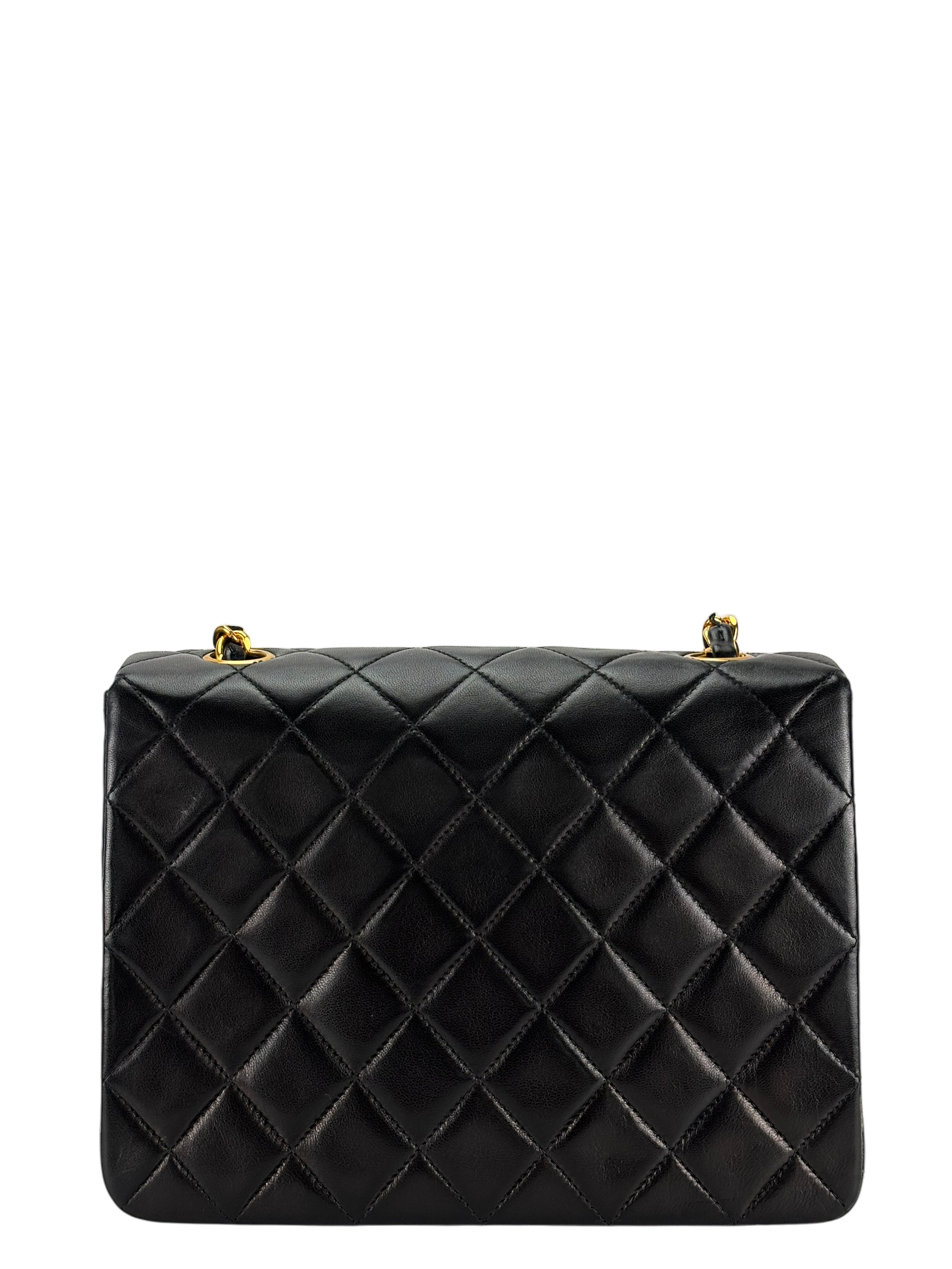 CHANEL - Mini Matlasse 20 Lambskin Single Flap Single Chain Bag Black Gold Hardware