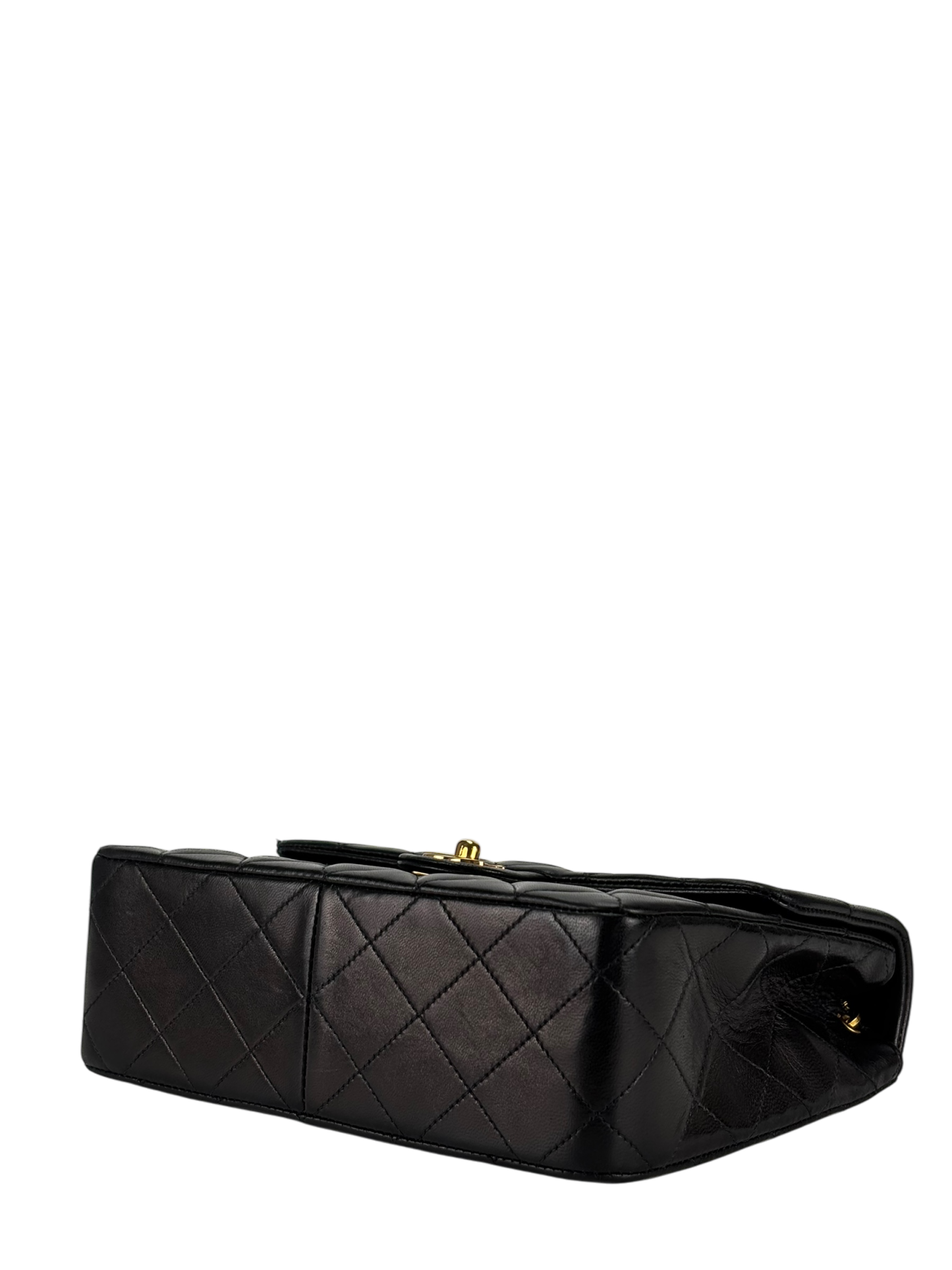 CHANEL - Mini Matlasse 20 Lambskin Single Flap Single Chain Bag Black Gold Hardware