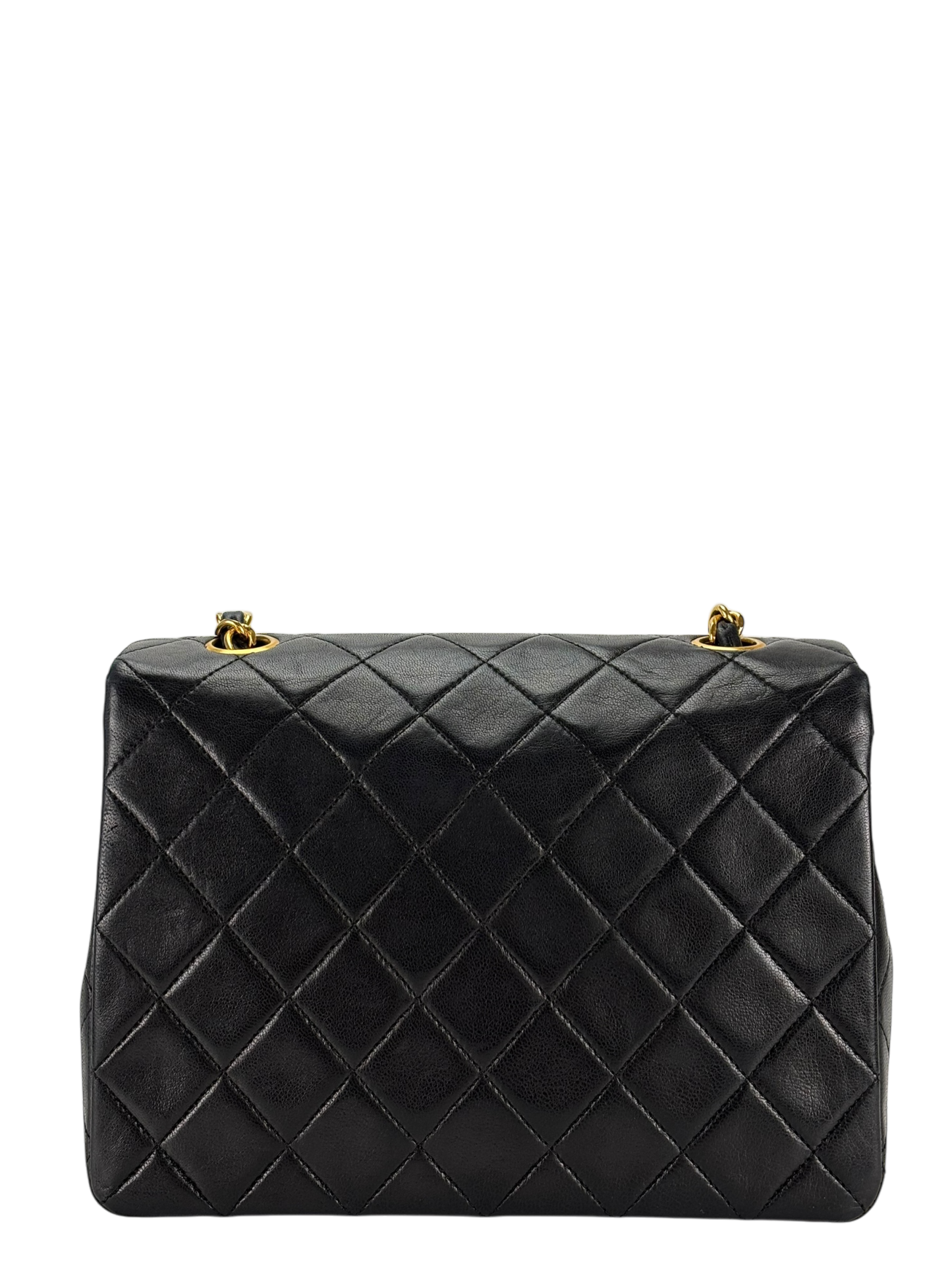 CHANEL - Mini Matlasse 20 Lambskin Single Flap Single Chain Bag Black Gold Hardware