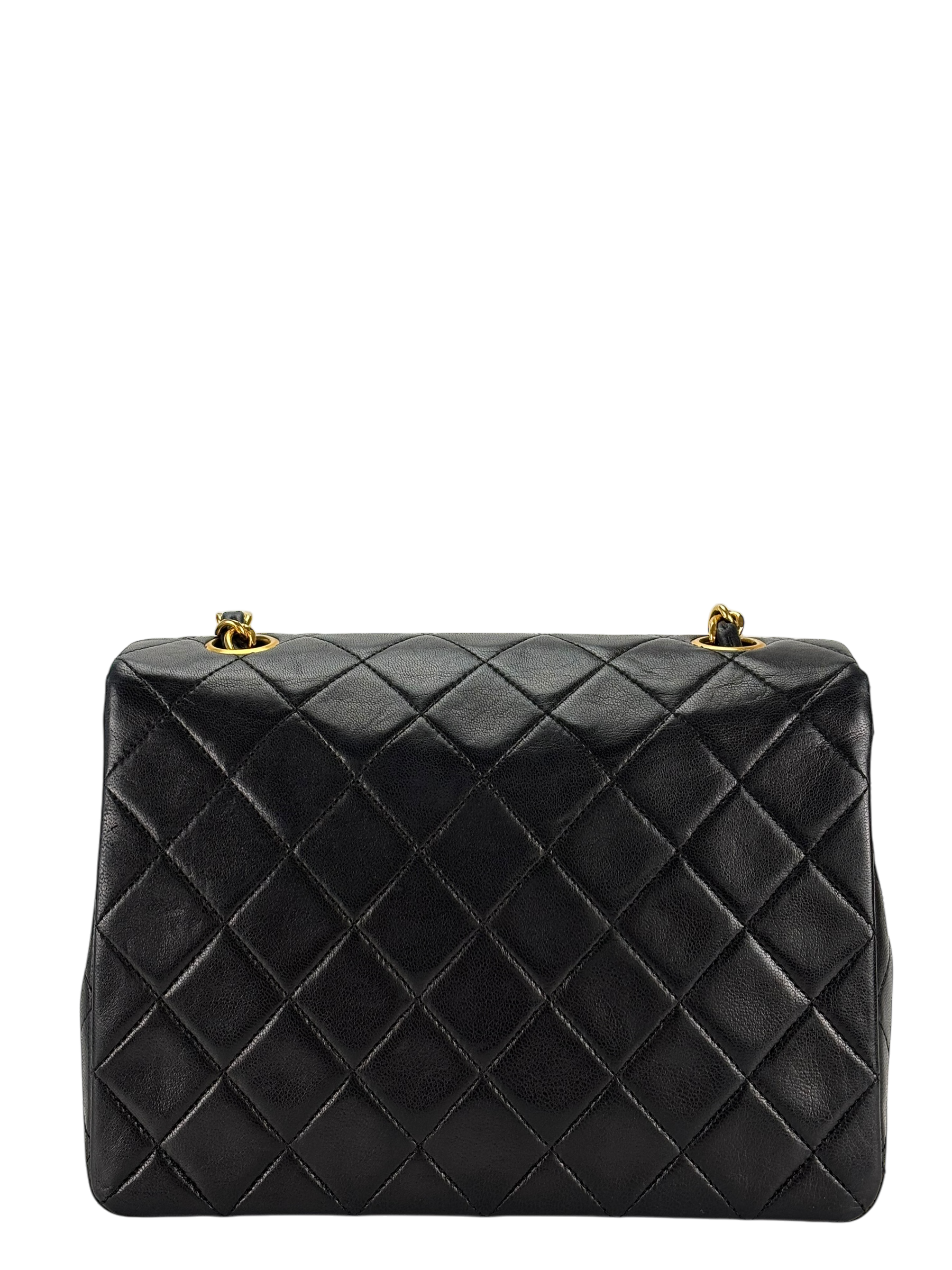 CHANEL - Mini Matlasse 20 Lambskin Single Flap Single Chain Bag Black Gold Hardware