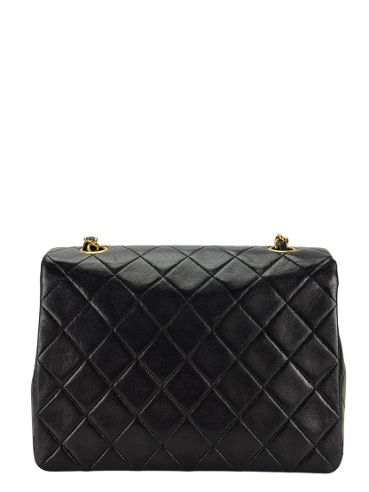 CHANEL - Mini Matlasse 20 Lambskin Single Flap Single Chain Bag Black Gold Hardware
