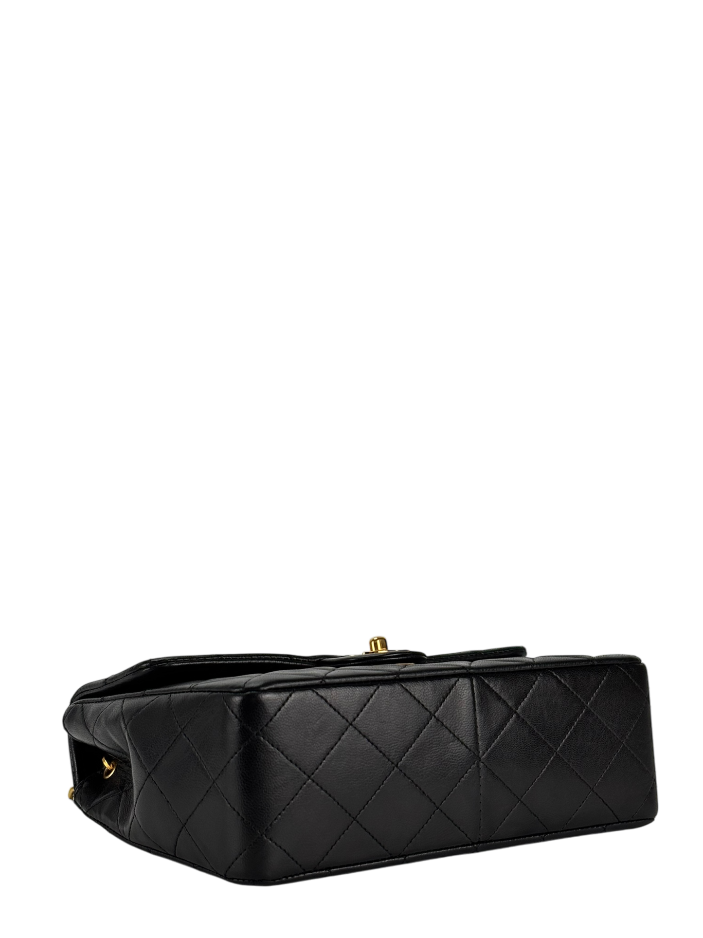 CHANEL - Mini Matlasse 20 Lambskin Single Flap Single Chain Bag Black Gold Hardware