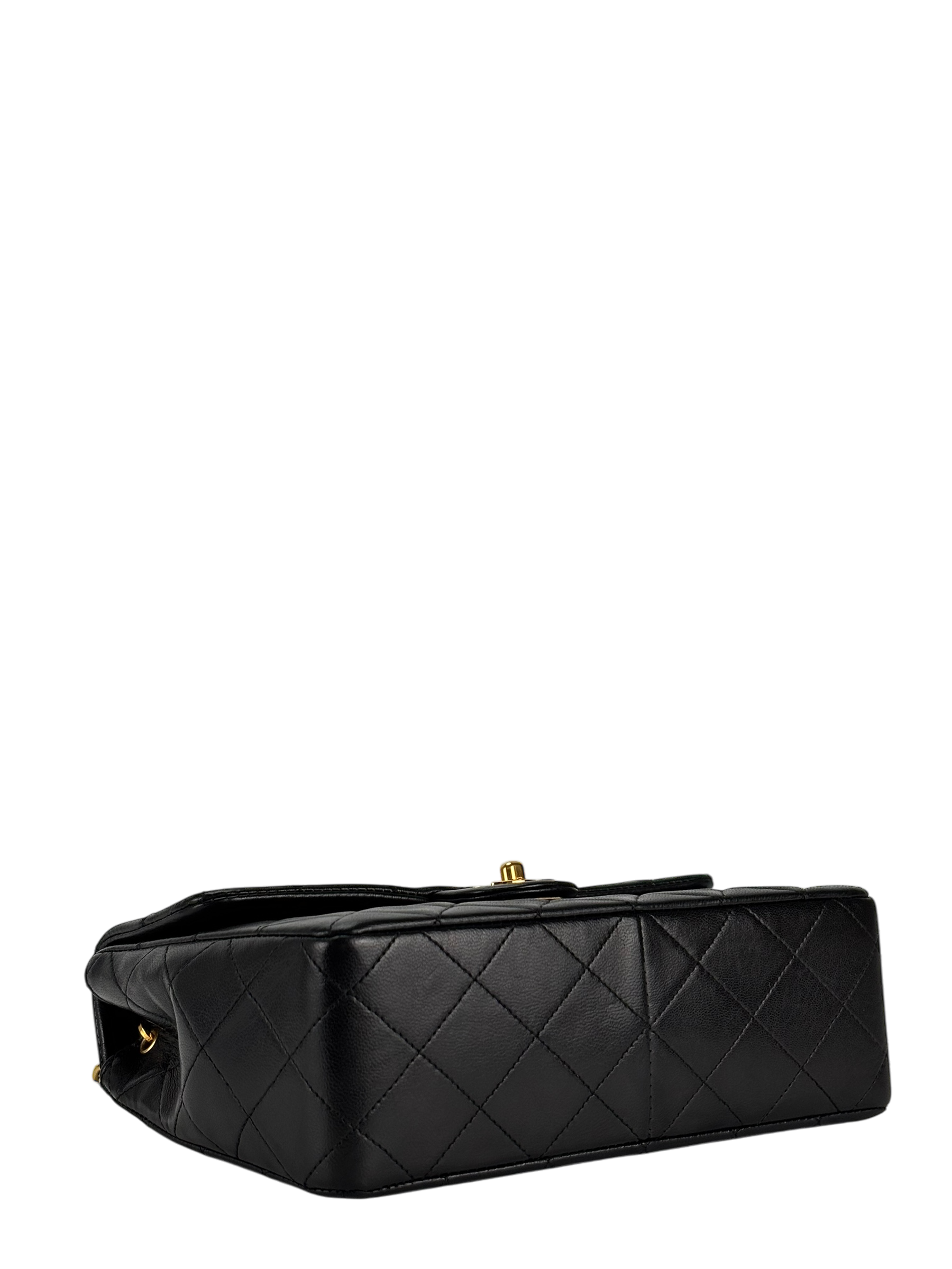 CHANEL - Mini Matlasse 20 Lambskin Single Flap Single Chain Bag Black Gold Hardware