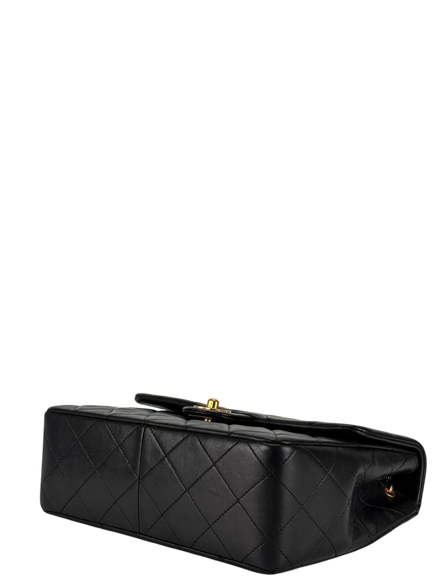 CHANEL - Mini Matlasse 20 Lambskin Single Flap Single Chain Bag Black Gold Hardware