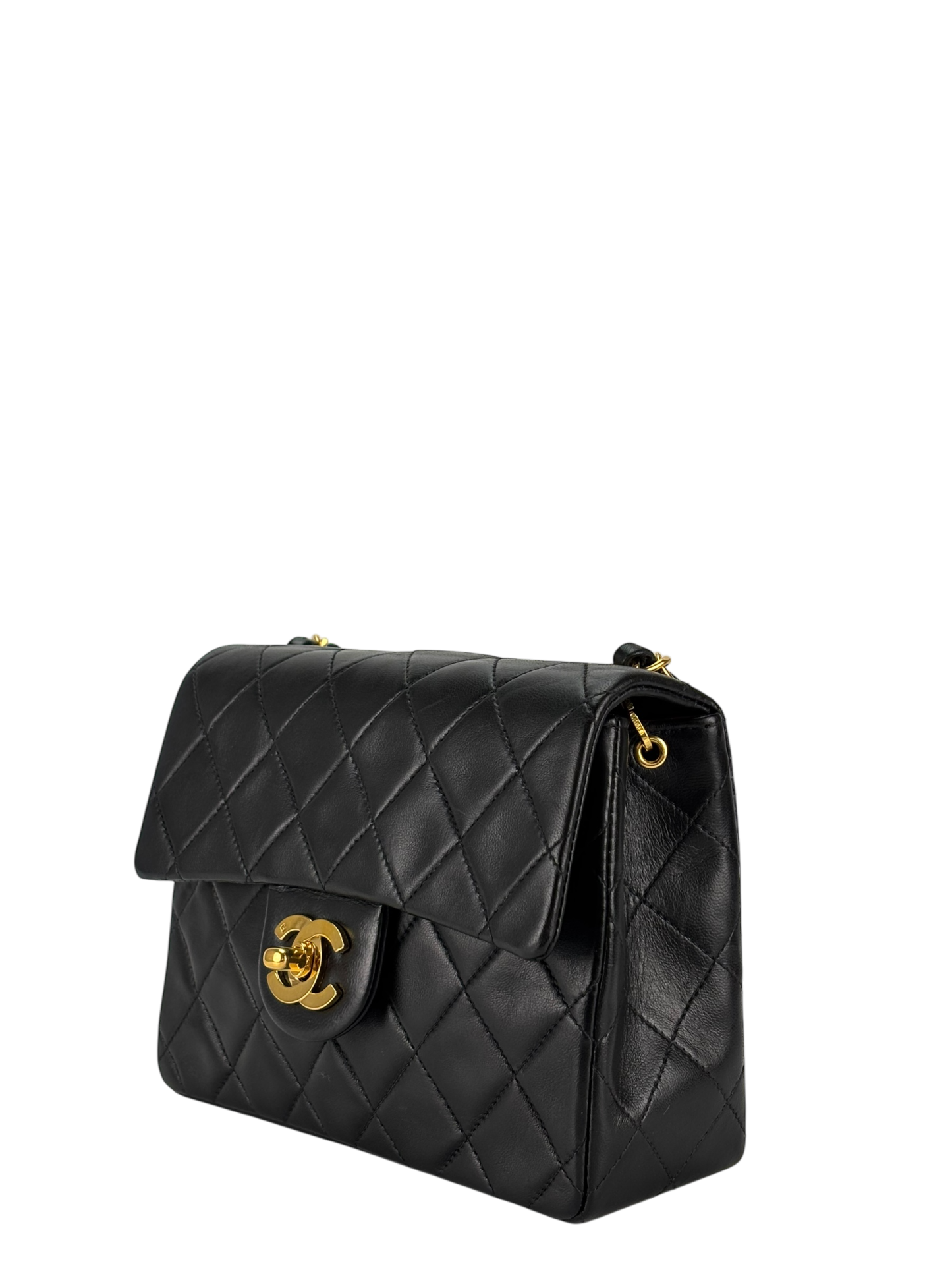 CHANEL - Black Lambskin Square 17 Shoulder Bag Gold Hardware