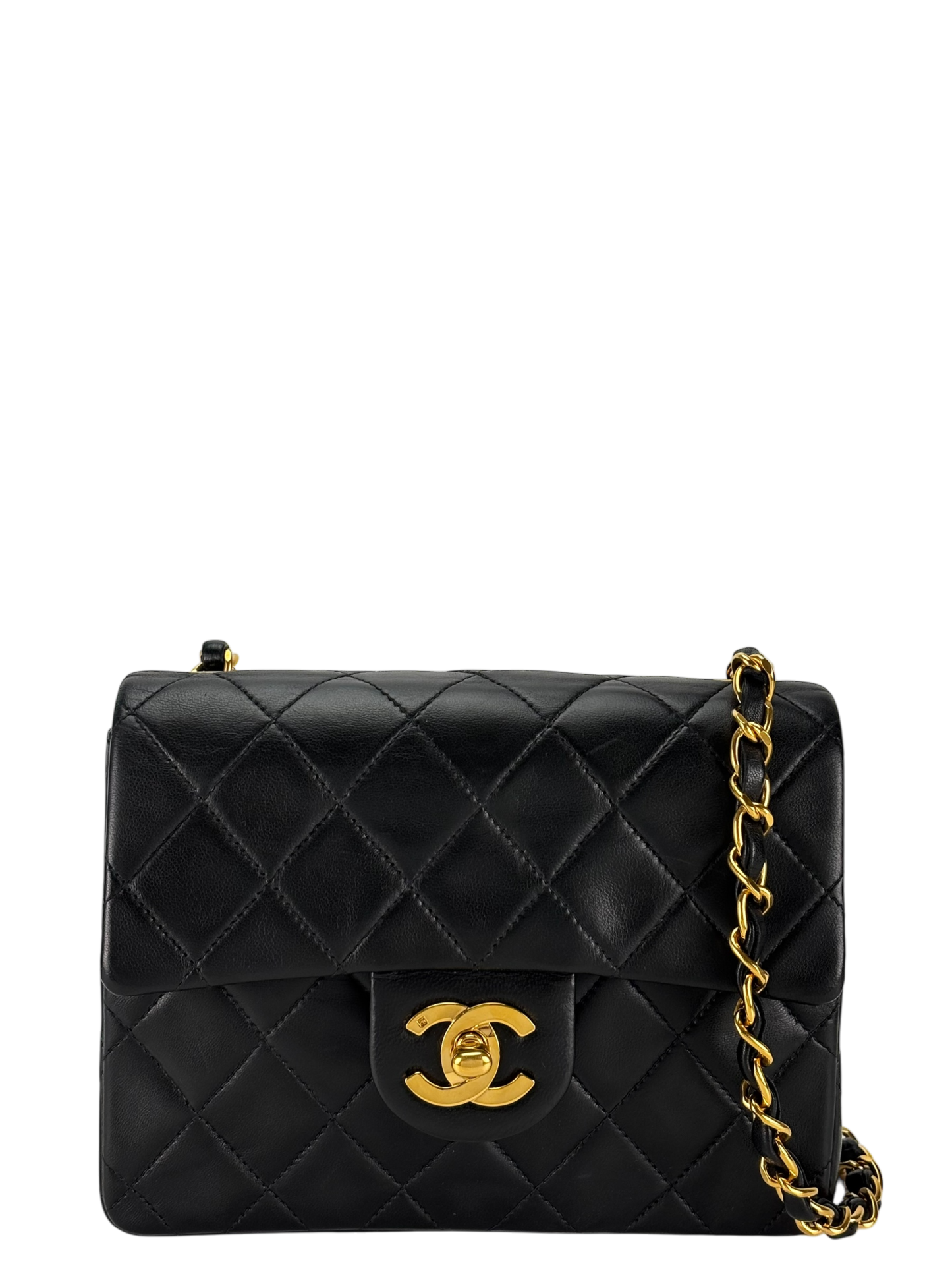 CHANEL - Black Lambskin Square 17 Shoulder Bag Gold Hardware