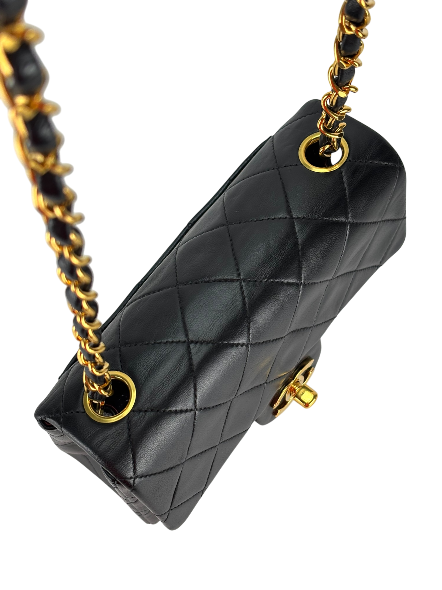 CHANEL - Black Lambskin Square 17 Shoulder Bag Gold Hardware