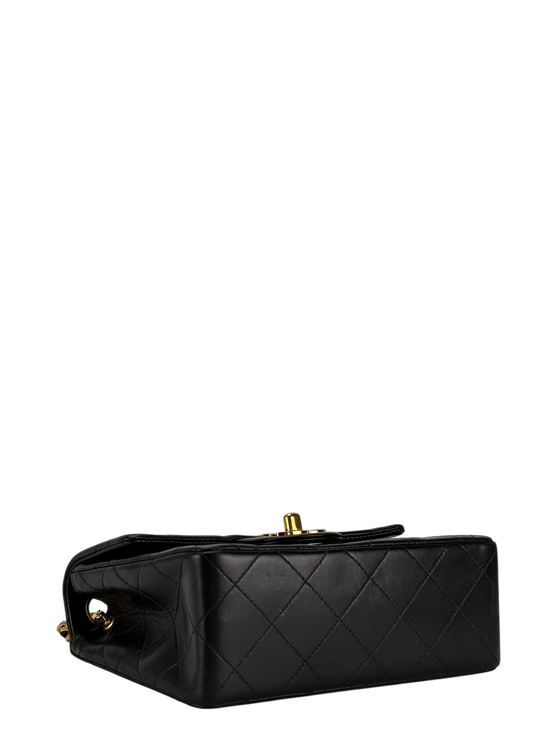 CHANEL - Black Lambskin Square 17 Shoulder Bag Gold Hardware