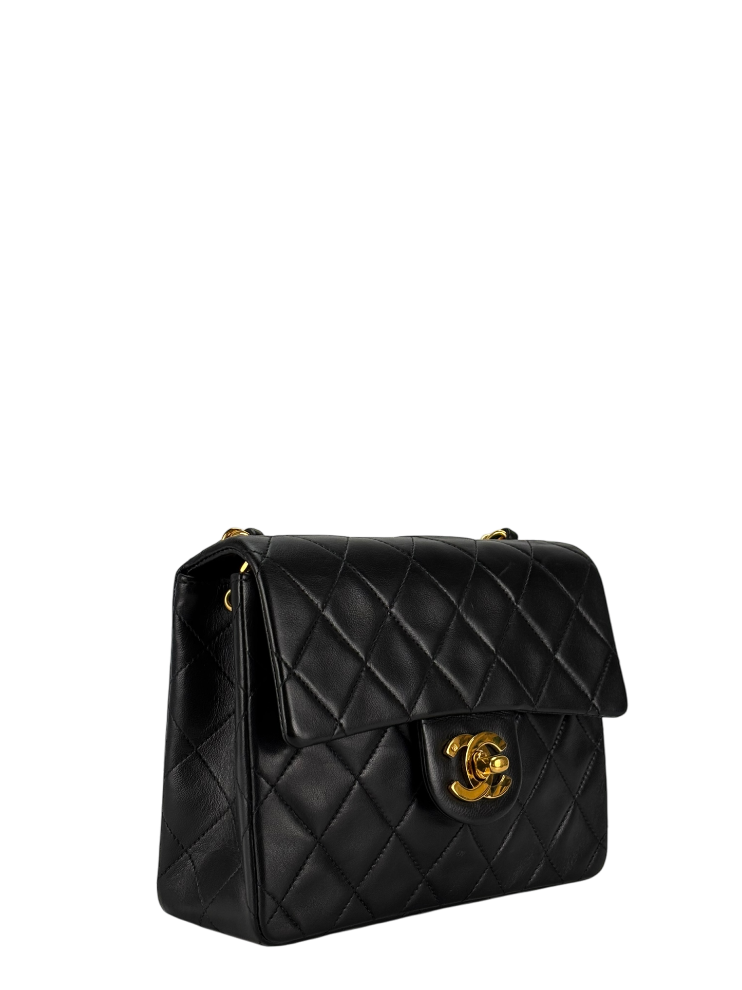 CHANEL - Black Lambskin Square 17 Shoulder Bag Gold Hardware