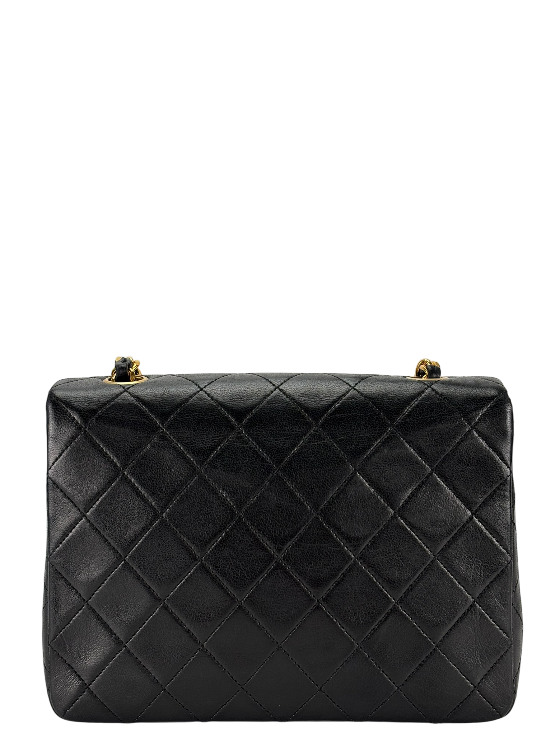 CHANEL - Mini Matlasse 20 Lambskin Single Flap Single Chain Bag Navy Gold Hardware