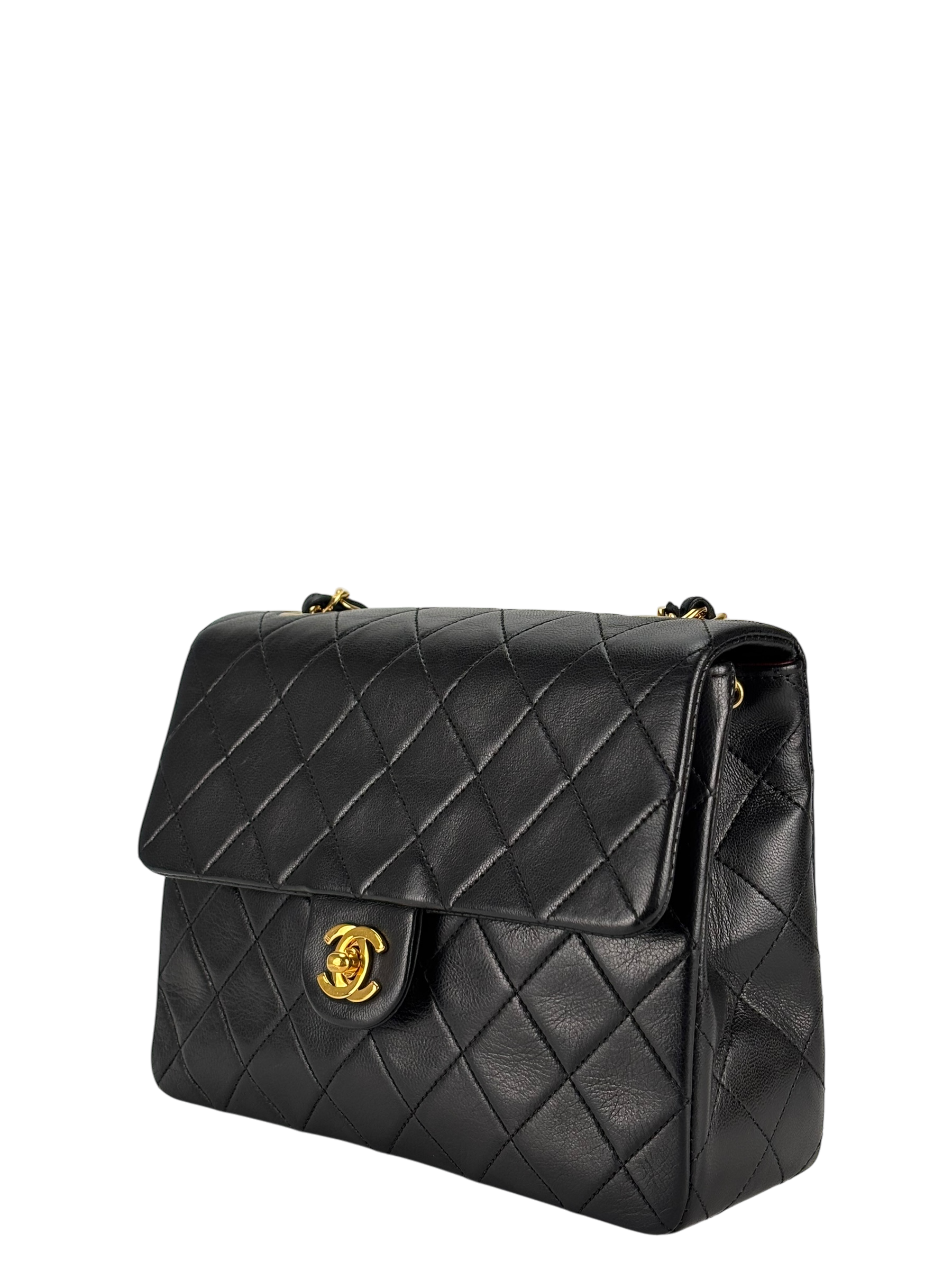 CHANEL - Mini Matlasse 20 Lambskin Single Flap Single Chain Bag Navy Gold Hardware